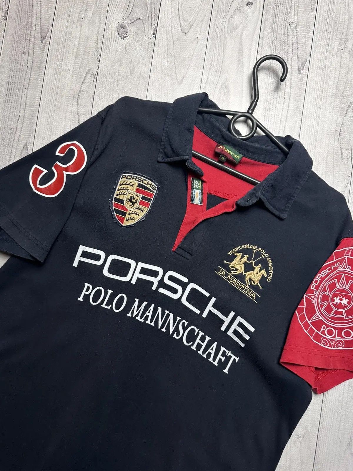 La Martina × Porsche Design Vintage Polo L A Martina Porshe big logo racing number 3 Size US L / EU 52-54 / 3 - 3 Thumbnail