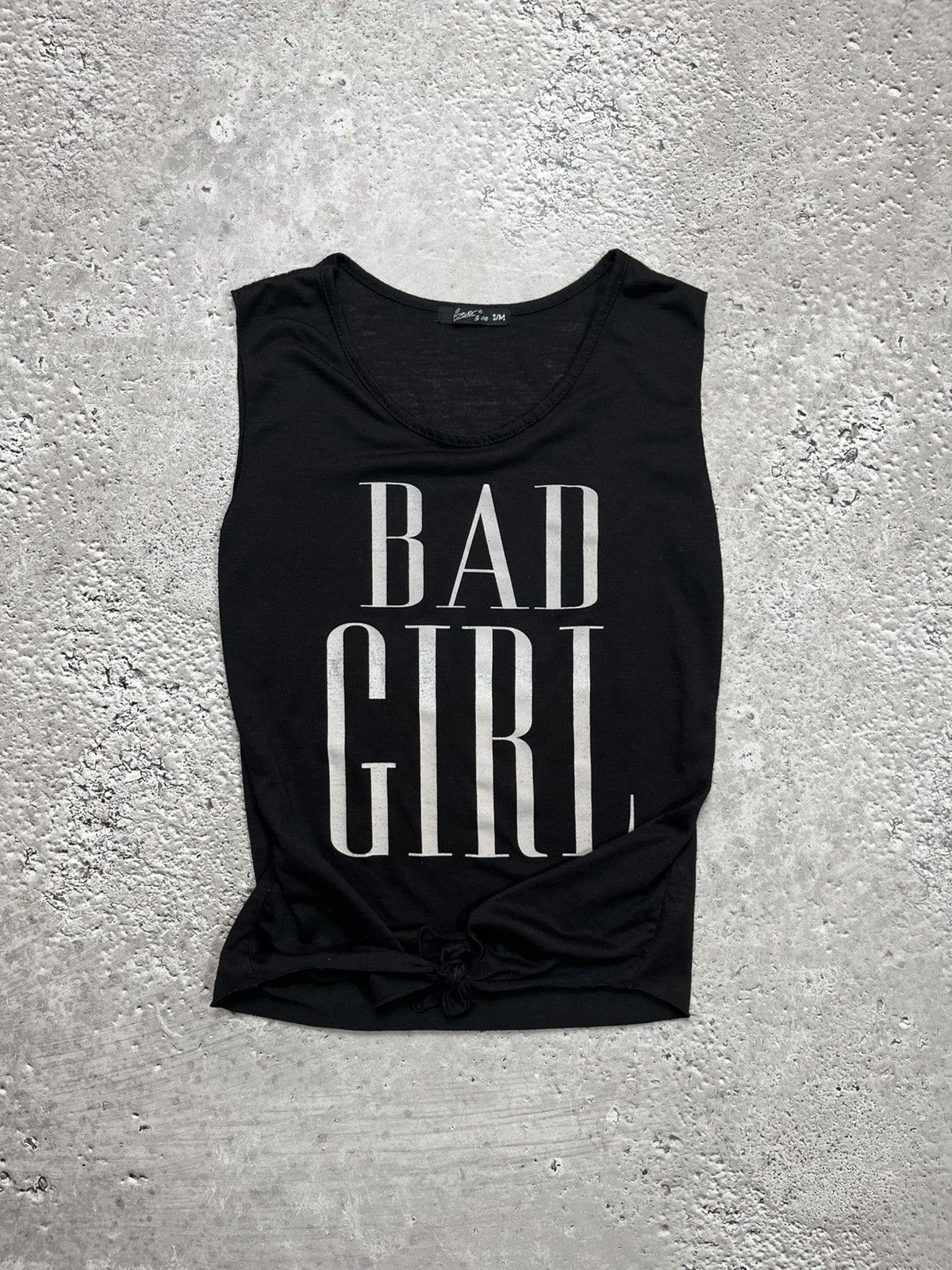 Other Y2K Black Sleeveless Top Bad Girl Print Knot Hem S/M Size S / US 4 / IT 40 - 1 Thumbnail
