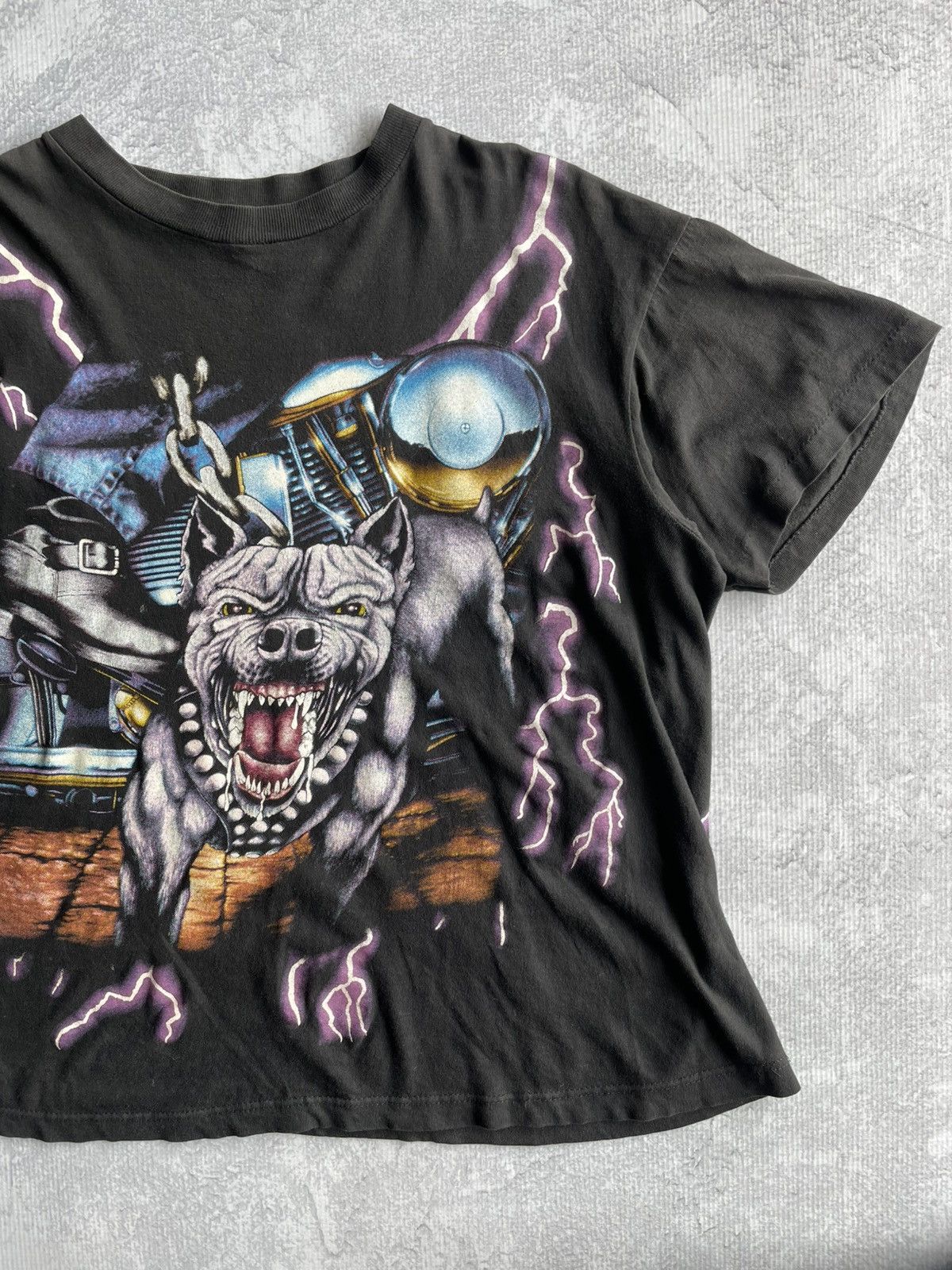 Harley Davidson Vintage 90s American Thunder Pitbull Lightning AOP Tee Shirt Size US L / EU 52-54 / 3 - 4 Thumbnail