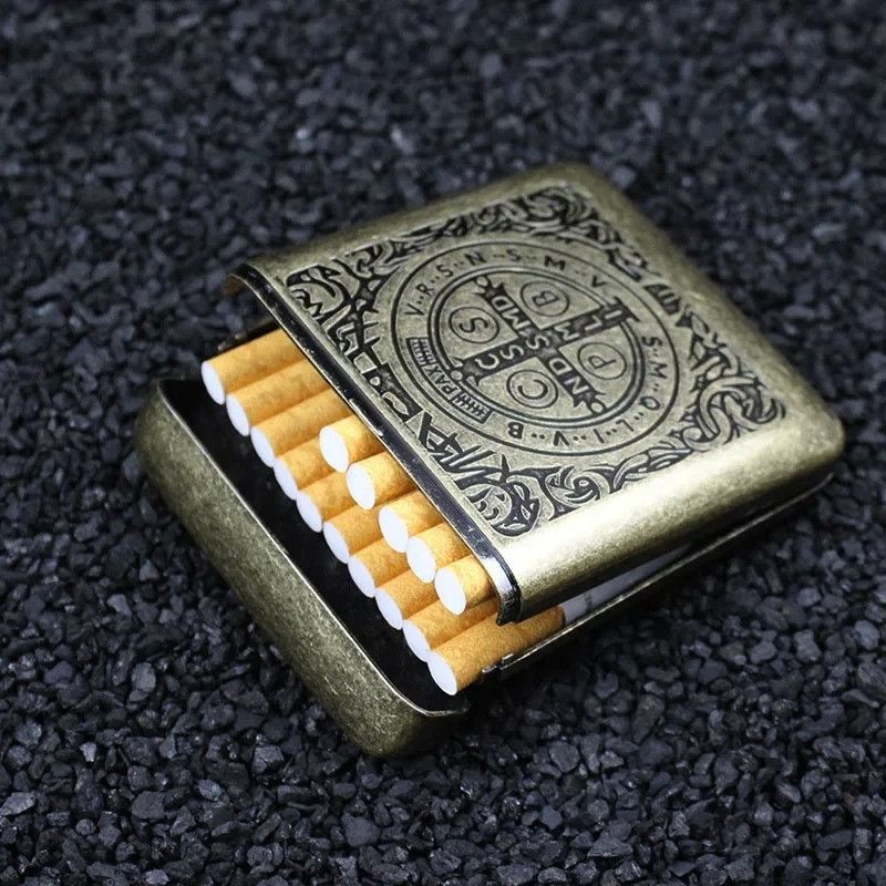 Other Cigarette Box Storage Case Portable Retro Bronze Gift Size ONE SIZE - 4 Thumbnail