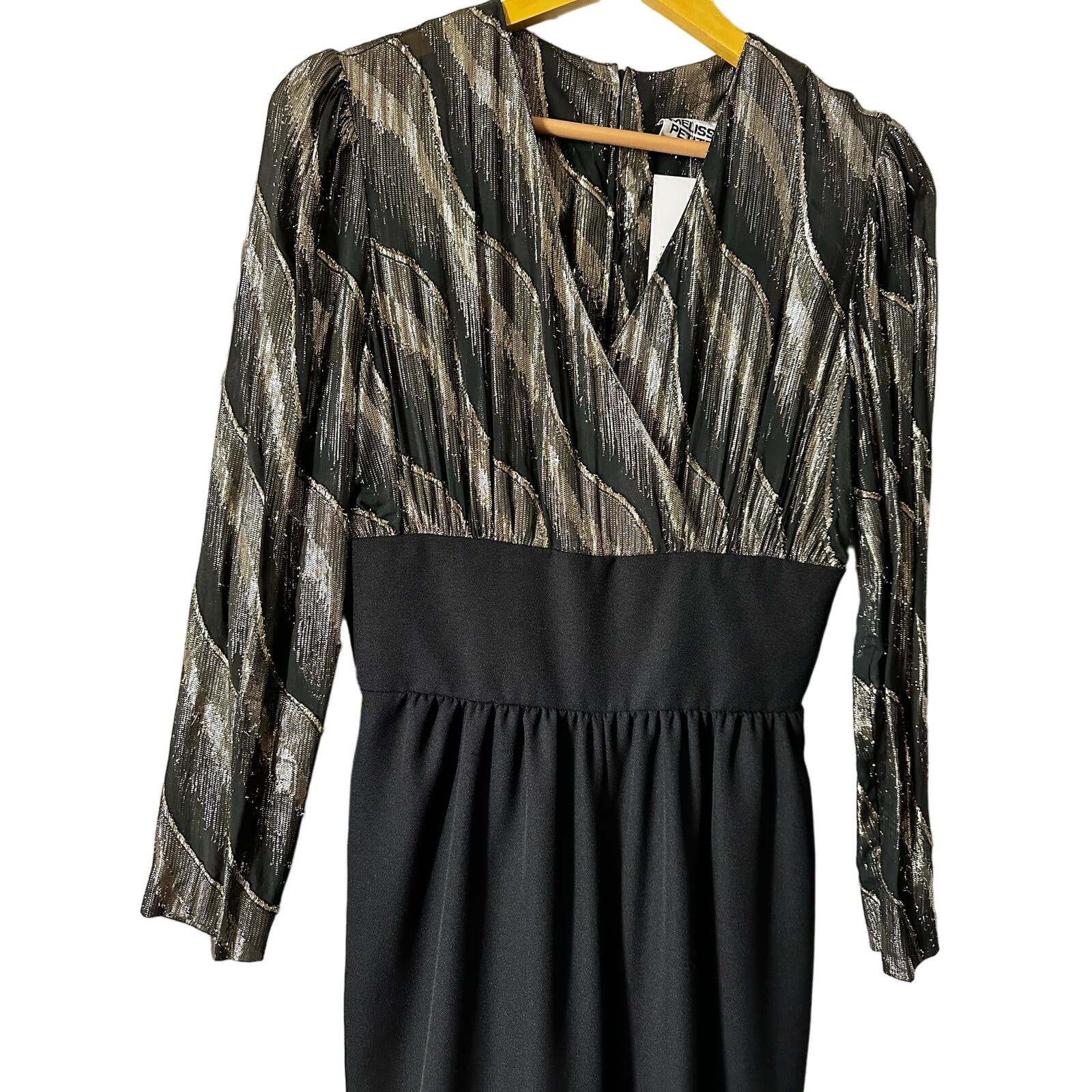 Vintage Black and Gold 70s Jumpsuit Wore by Tori Spelling Size Small Size 26" / US 2 / IT 38 - 6 Thumbnail