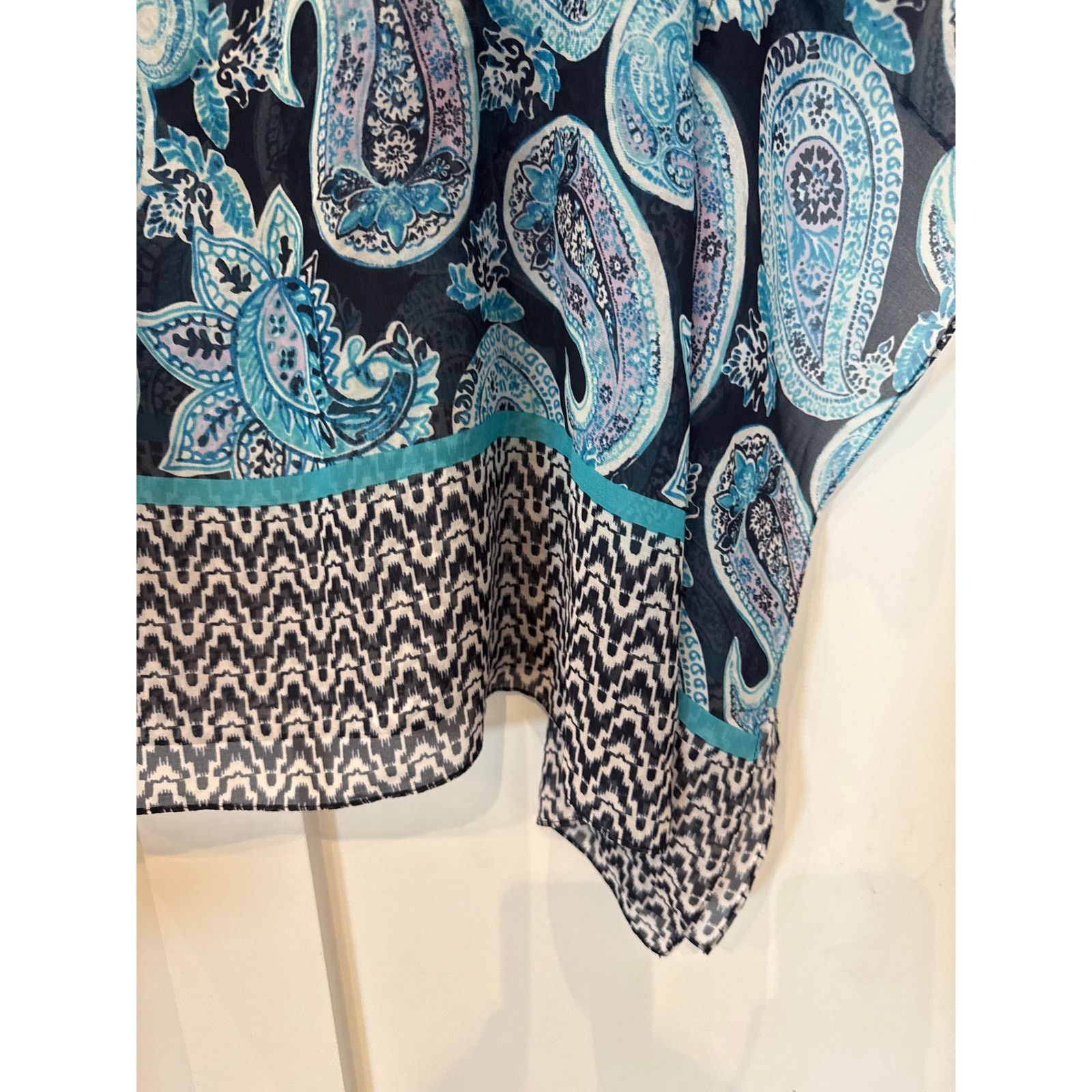Talbots Talbots Poncho Style Semi-Sheer Blue Paisley Blouse, L/XL Size L / US 10 / IT 46 - 3 Thumbnail
