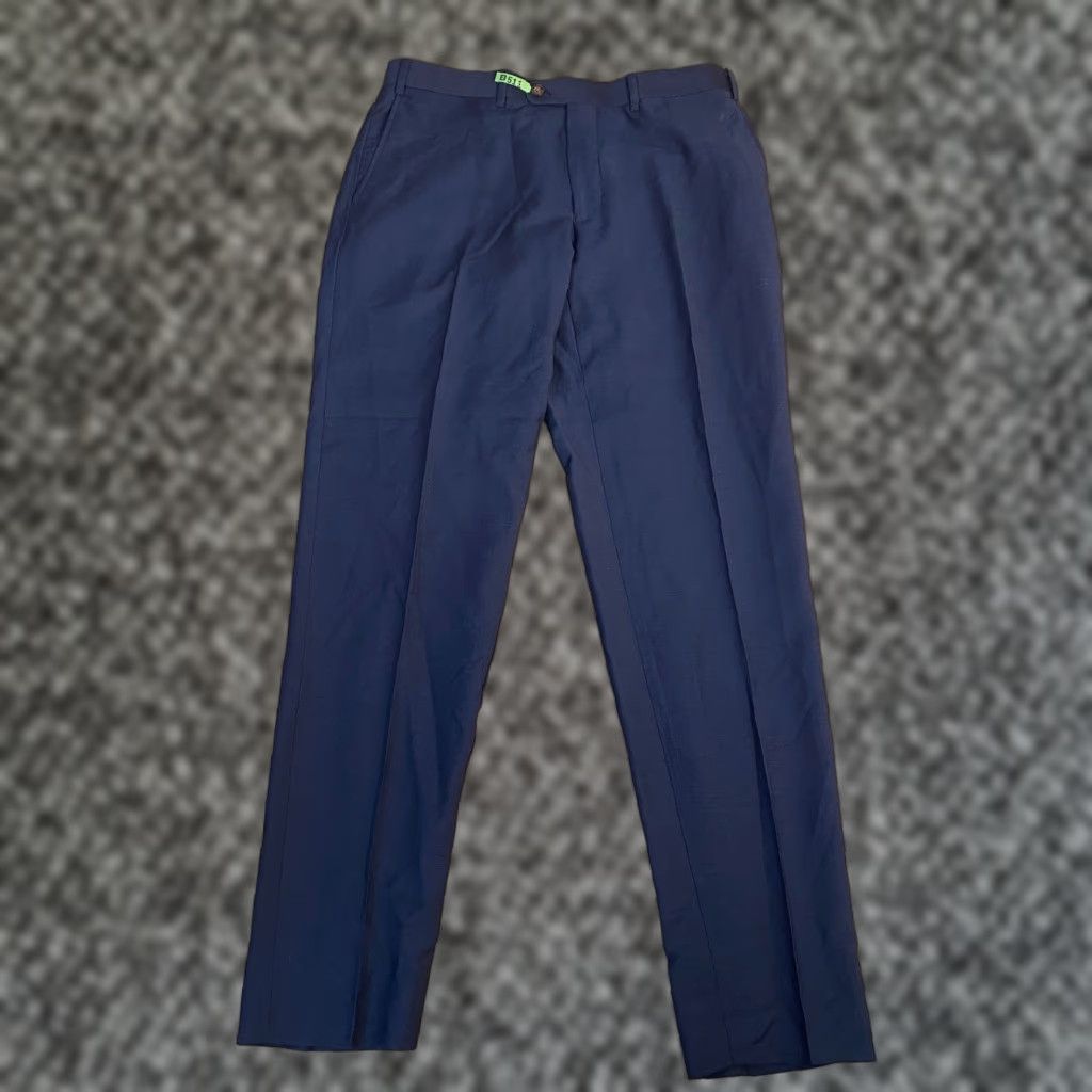 Vintage Indochino Dress Pants Men 34x33 Newbury Navy Blue Wool Trousers Slim Flat Front Business Formal Wedding Size US 34 / EU 50 - 1 Thumbnail