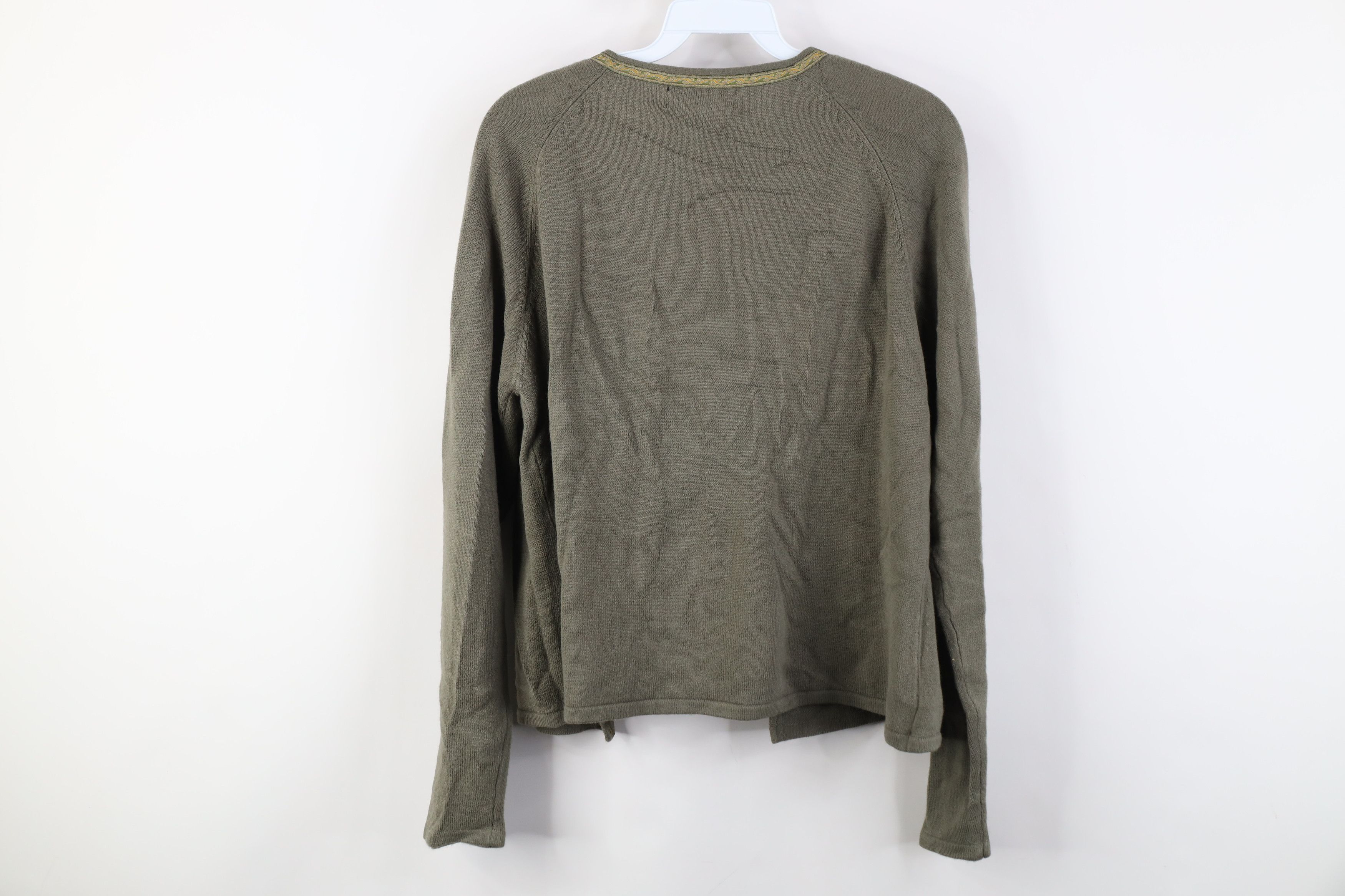 Vintage Vintage 90s Y2K Babydoll Front Knit Cardigan Sweater Green Size XL / US 12-14 / IT 48-50 - 10 Thumbnail