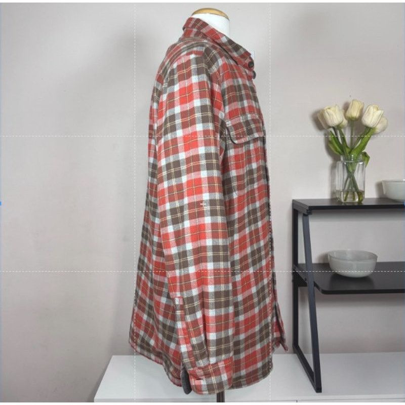 L.L. Bean LL Bean Fleece Lined Flannel Shirt Shacket Orange Brown Men Size US L / EU 52-54 / 3 - 2 Thumbnail
