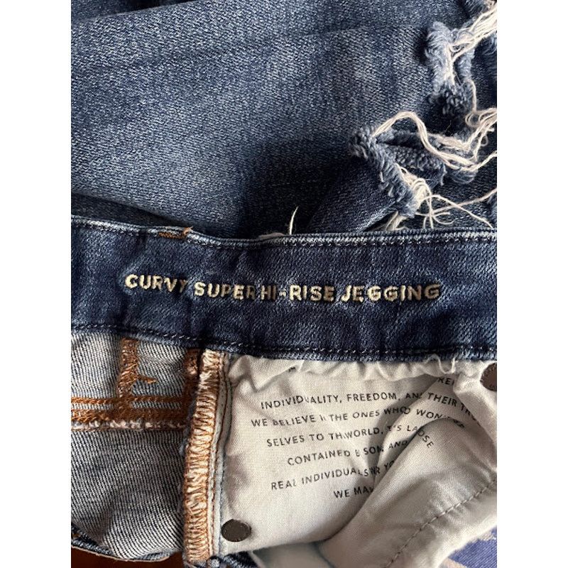 American Eagle Outfitters × Vintage American Eagle Jeggings Super Stretch Distressed Fringe Size 26" / US 2 / IT 38 - 4 Thumbnail