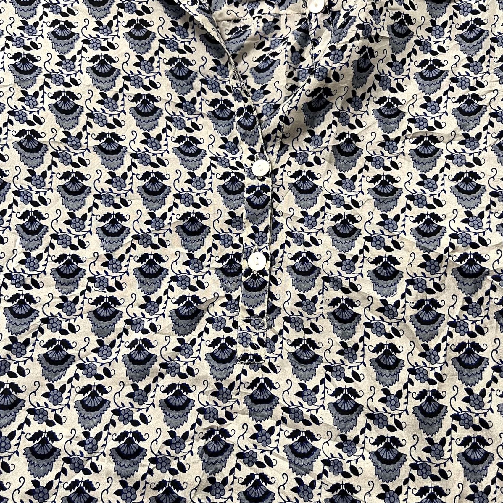 Lucky Brand Lucky Brand Blouse Womens M Blue Floral Silk Henley Tunic Boho Shirt Size M / US 6-8 / IT 42-44 - 2 Thumbnail