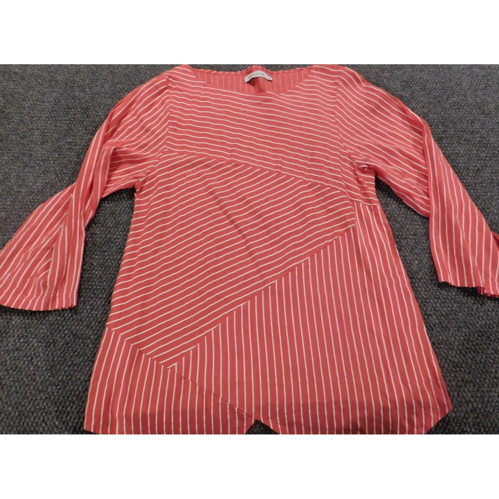 Vintage Misslook Womens Blouse Regular Red Striped Knit Cotton Crew Neck Long Sleeve Pullover Buttons Casual Classic 90s Style M Size M / US 6-8 / IT 42-44 - 2 Thumbnail