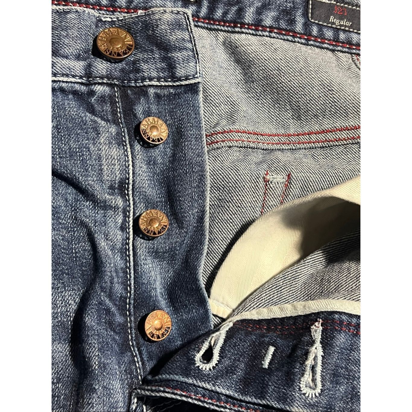Armani Armani J21 Regular Fit Distressed Button Fly Jeans Size US 36 / EU 52 - 4 Thumbnail