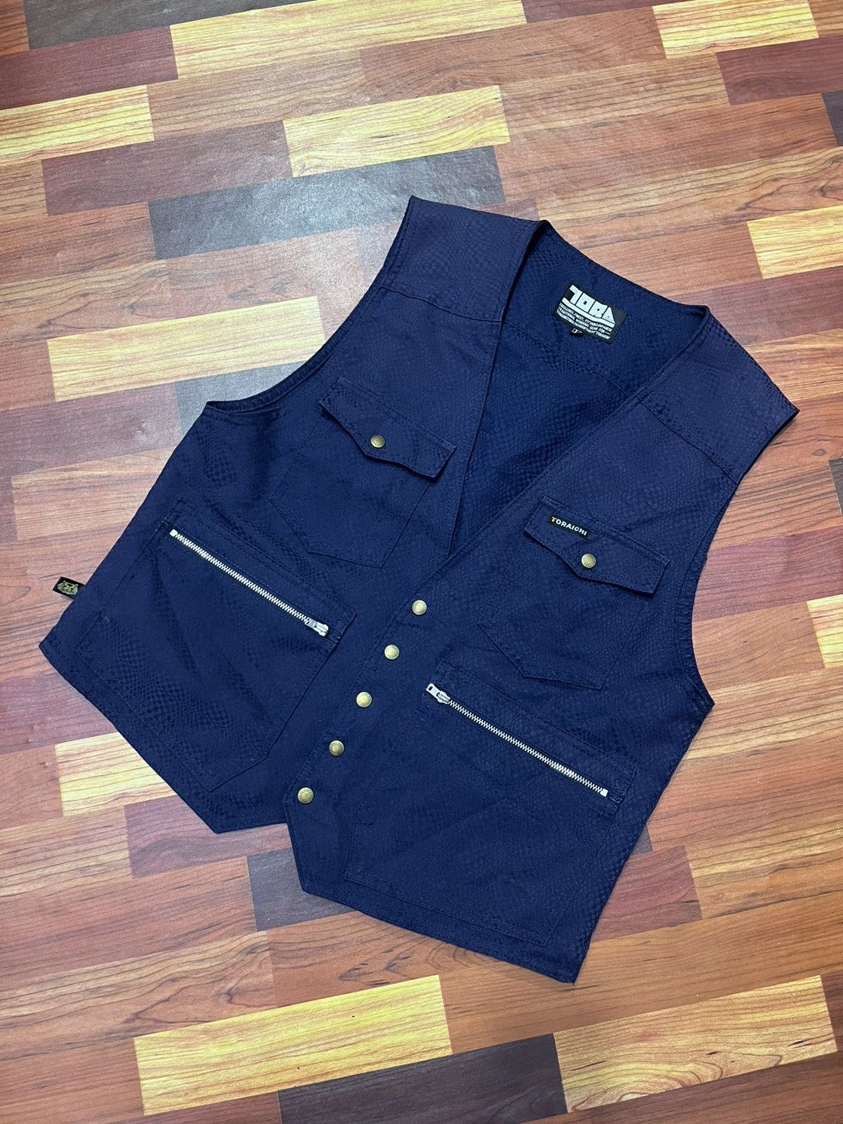 Japanese Brand Toraichi Japan Checkered Work Vest Utility Navy Size US M / EU 48-50 / 2 - 13 Thumbnail