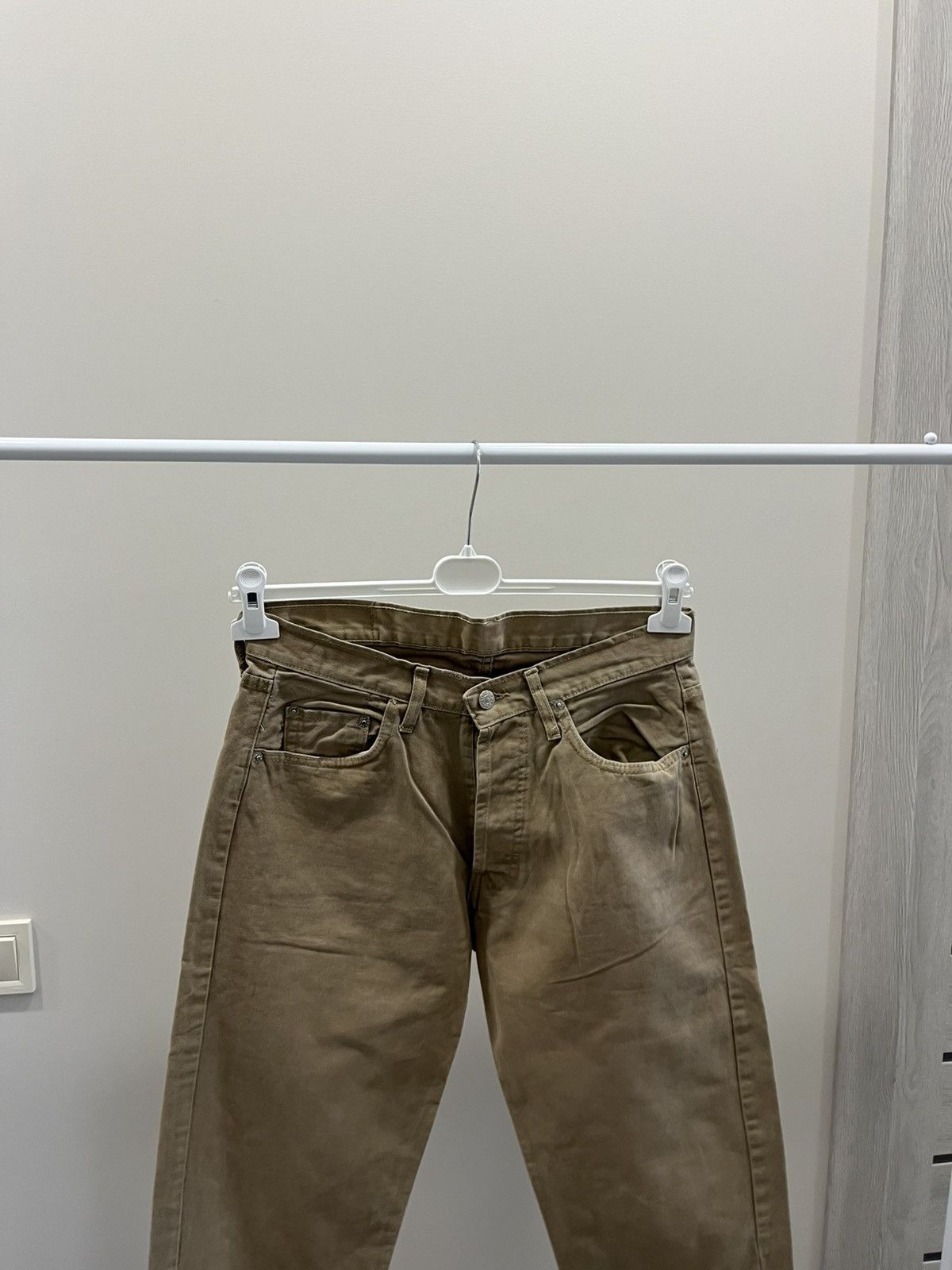 Levi's Vintage Y2K Levi’s 501 Made in U.S.A Button Beige Jeans Size US 32 / EU 48 - 4 Thumbnail