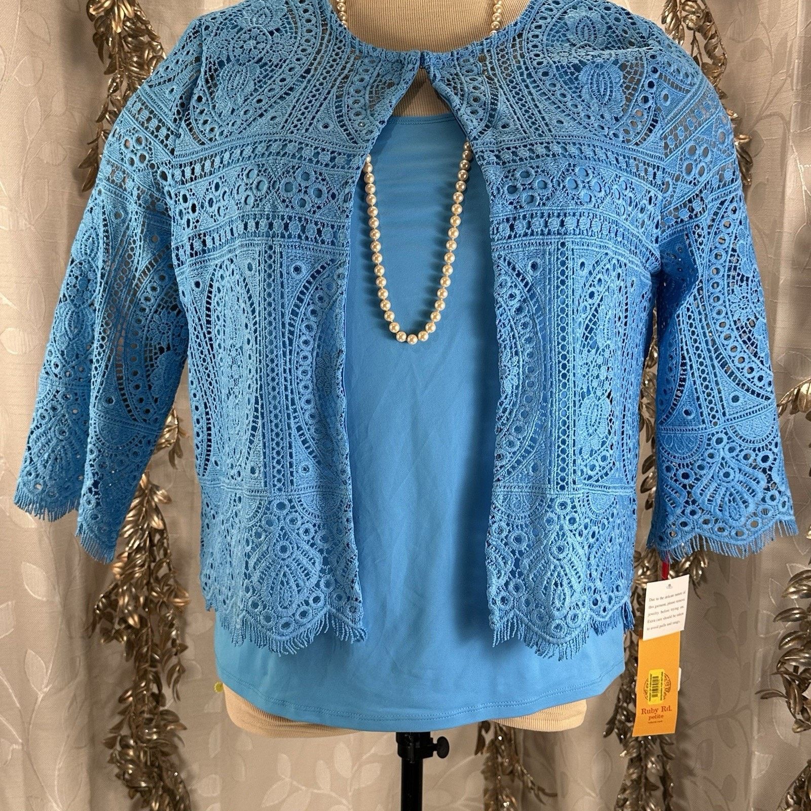 Other Ruby Rd. P XL Pool Blue Lace Jacket & Tank 2-Piece Set Size XL / US 12-14 / IT 48-50 - 11 Thumbnail