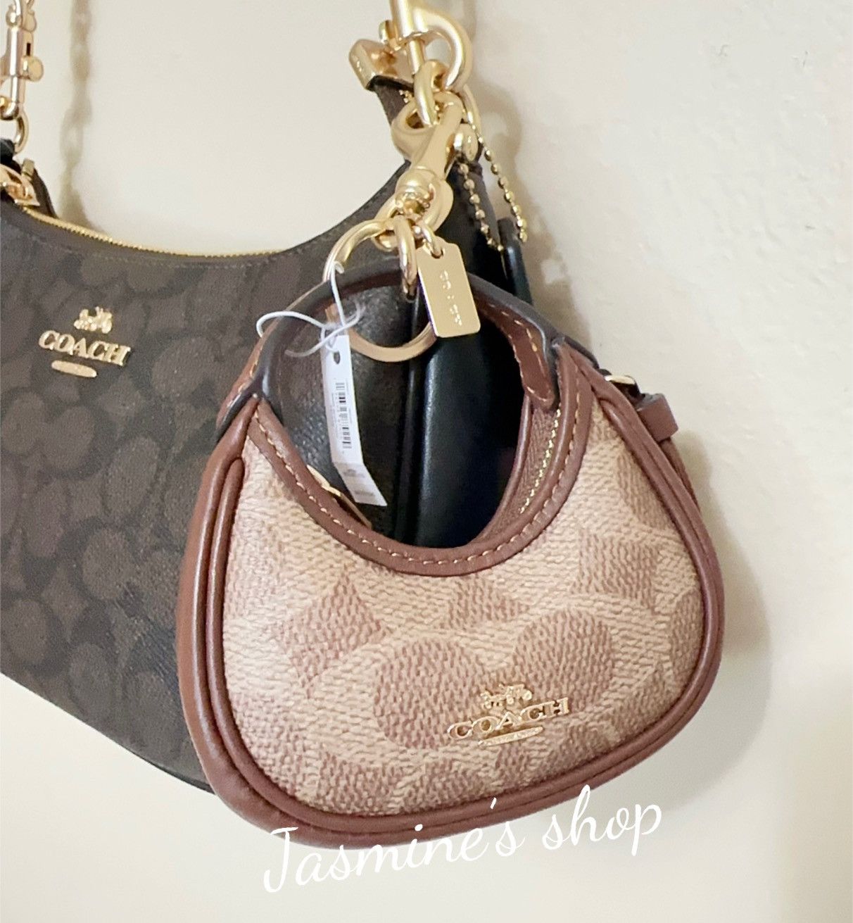 Coach NWT Coach Mini Carmen Bag Charm Gold/Tan/Brown CBK67 Size ONE SIZE - 2 Thumbnail