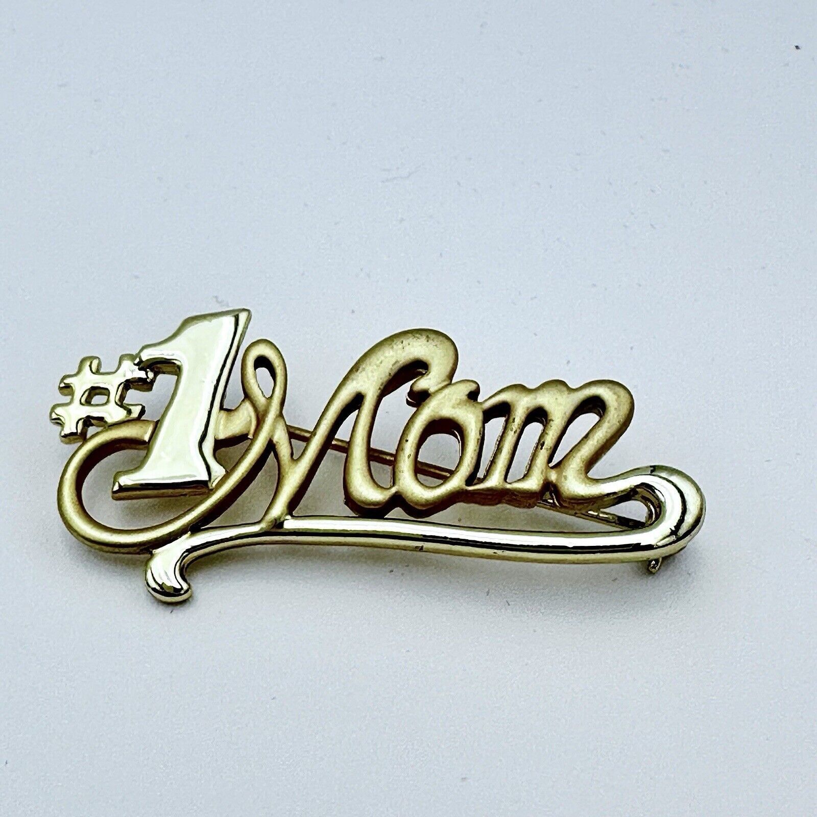 A.L.C. VTG A.J.C. Marked Brooch Pin #1 Mom 1 3/4 Matte & Shine Gold Size ONE SIZE - 1 Thumbnail