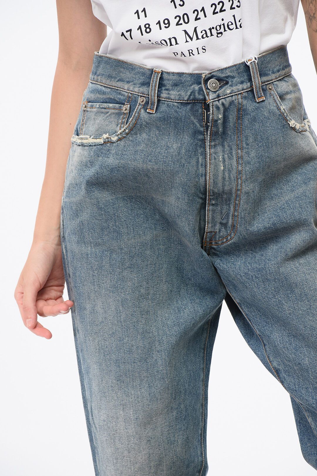 Maison Margiela og1mm0825 Vintage Effect Wide Leg Jeans in Blue Size 30" / US 8 / IT 44 - 2 Thumbnail