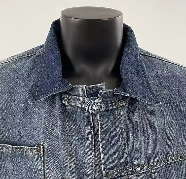 Japanese Brand Lapel Collar Button Mandarin Denim Jacket Size US XXL / EU 58 / 5 - 6 Thumbnail