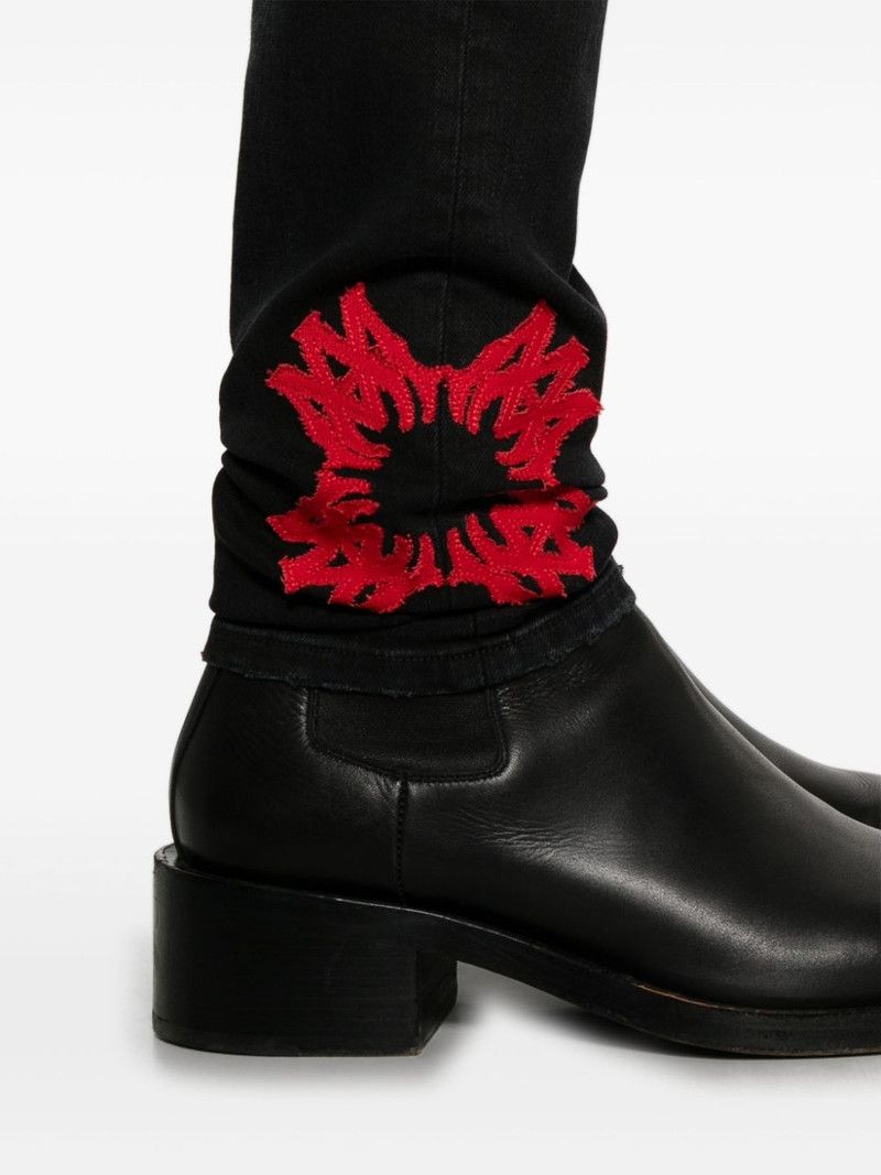 Amiri o1orln0326 MA Quad-Appliqué Skinny Jeans in Black Size US 32 / EU 48 - 5 Thumbnail