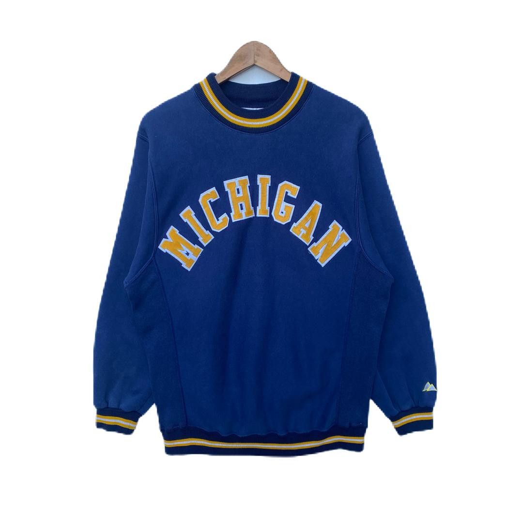 image of Vintage Michigan Sweatshirt Medium Large Pullover Usa in Dark Blue, Men's