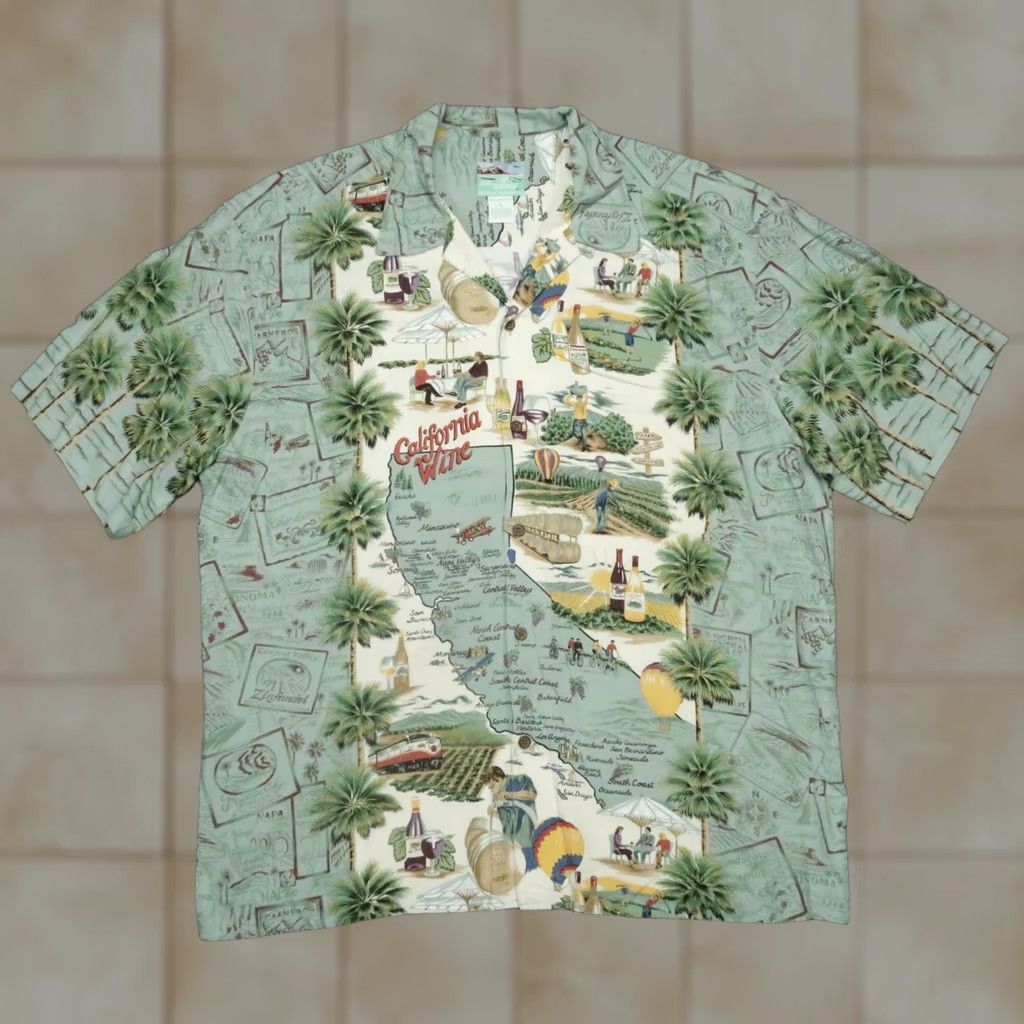 Reyn Spooner Reyn Spooner Shirt Mens Large Green California Wine Short Sleeve Hawaiian Camp Shirt Size US L / EU 52-54 / 3 - 1 Thumbnail