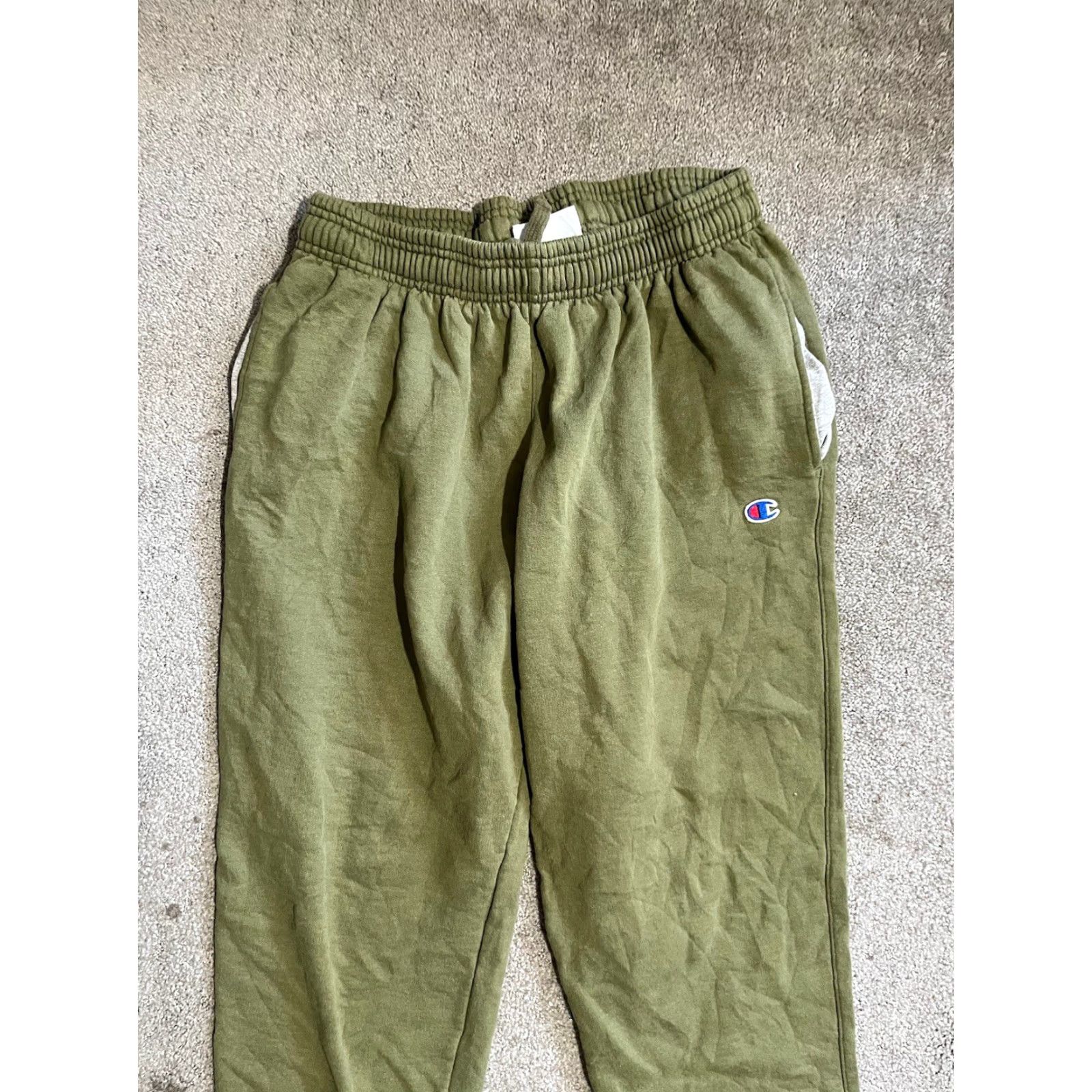 Champion Champion Sweatpants Men’s Medium Authentic Straight Pocket Logo Green Cotton Pants Regular Slit Pocket Logo Football Sports Modern Mens Size US 31 - 2 Thumbnail