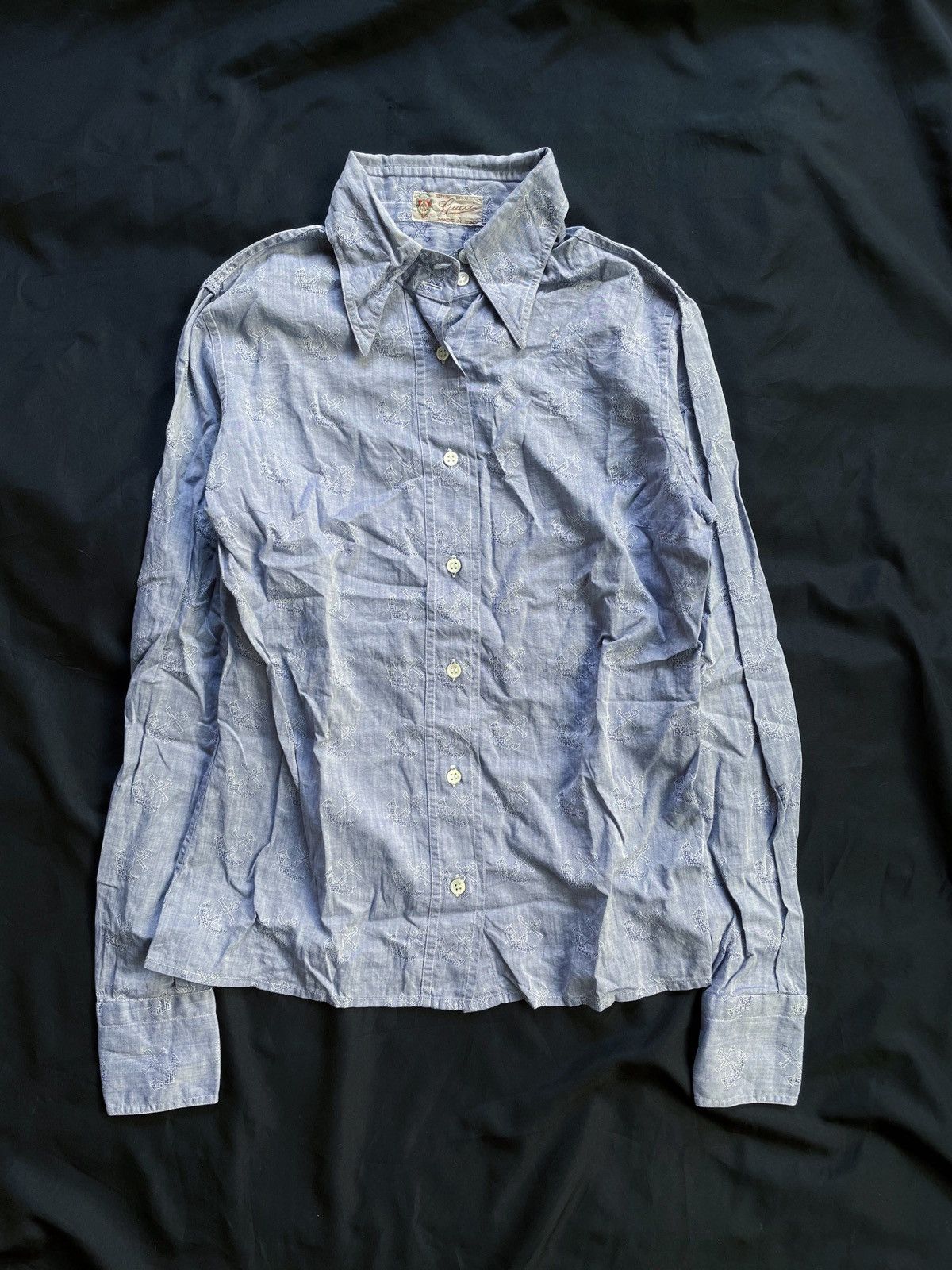 Gucci GUCCI 70S ANCHOR EMBOSSED BUTTON DOWN SHIRT Size S / US 4 / IT 40 - 1 Thumbnail