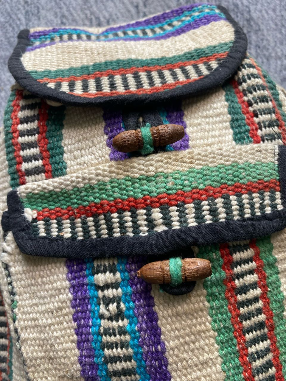 Vintage Mexican Boho Hippie Drawstring Backpack Size ONE SIZE - 3 Thumbnail