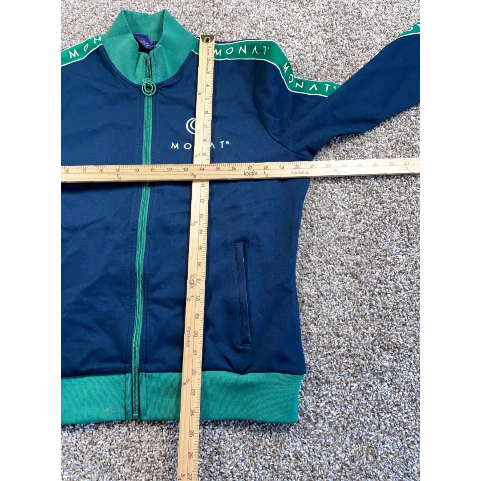Vintage VINTAGE Monat Women's Track Jacket Medium Blue Green Zip Up Activewear Retro Sleeves Size M / US 6-8 / IT 42-44 - 5 Thumbnail