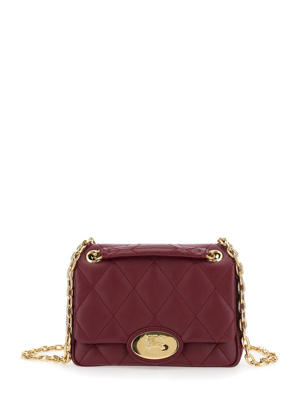 Burberry Bordeaux Quilted Crossbody Bag with EKD Plaque on the Front and Chain-Link Shoulder Strap in Leather Woman Size ONE SIZE - 1 Thumbnail