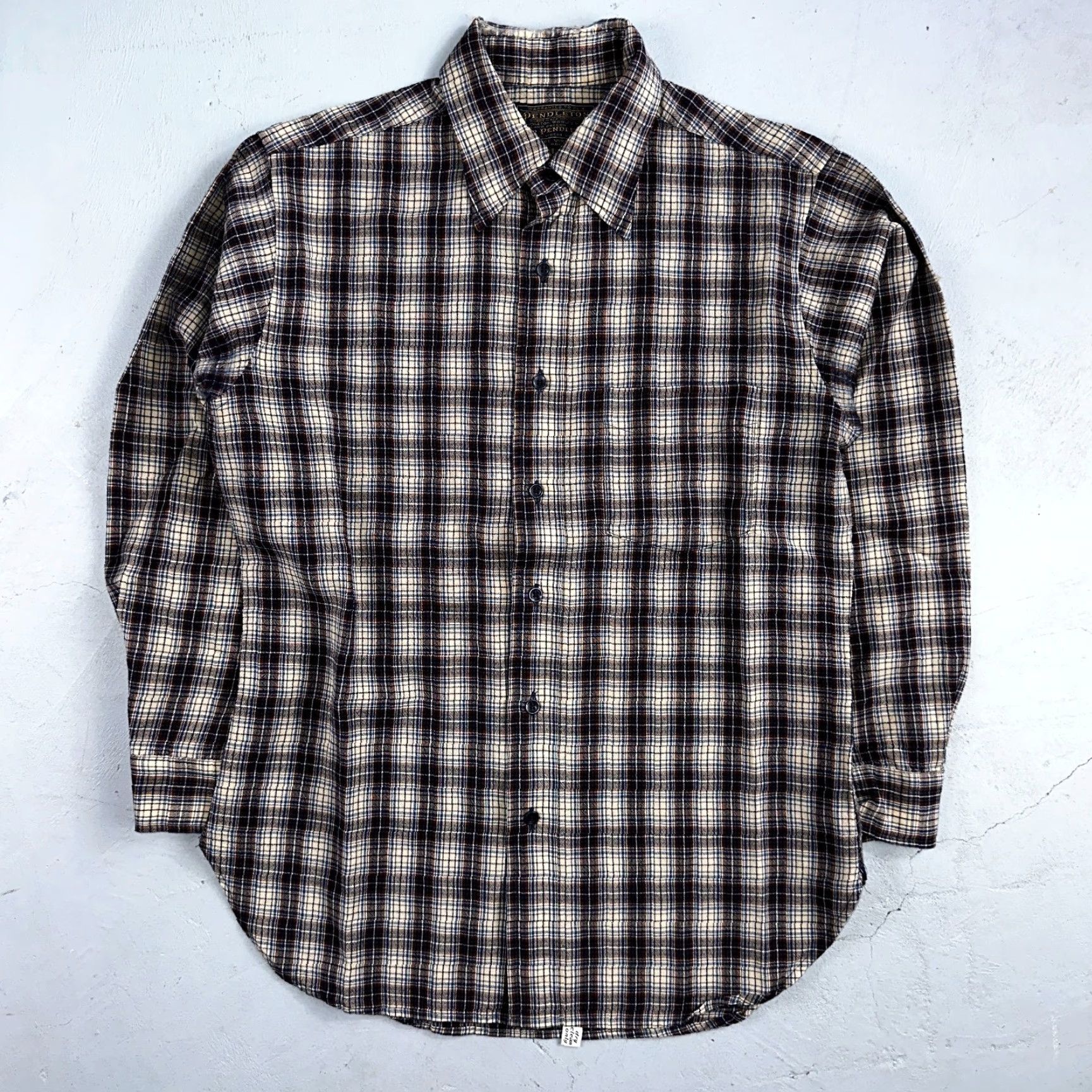 Pendleton VINTAGE Pendleton Shirt Mens M Wool Plaid Flannel USA Button 1970s 70s Brown Size US M / EU 48-50 / 2 - 2 Thumbnail