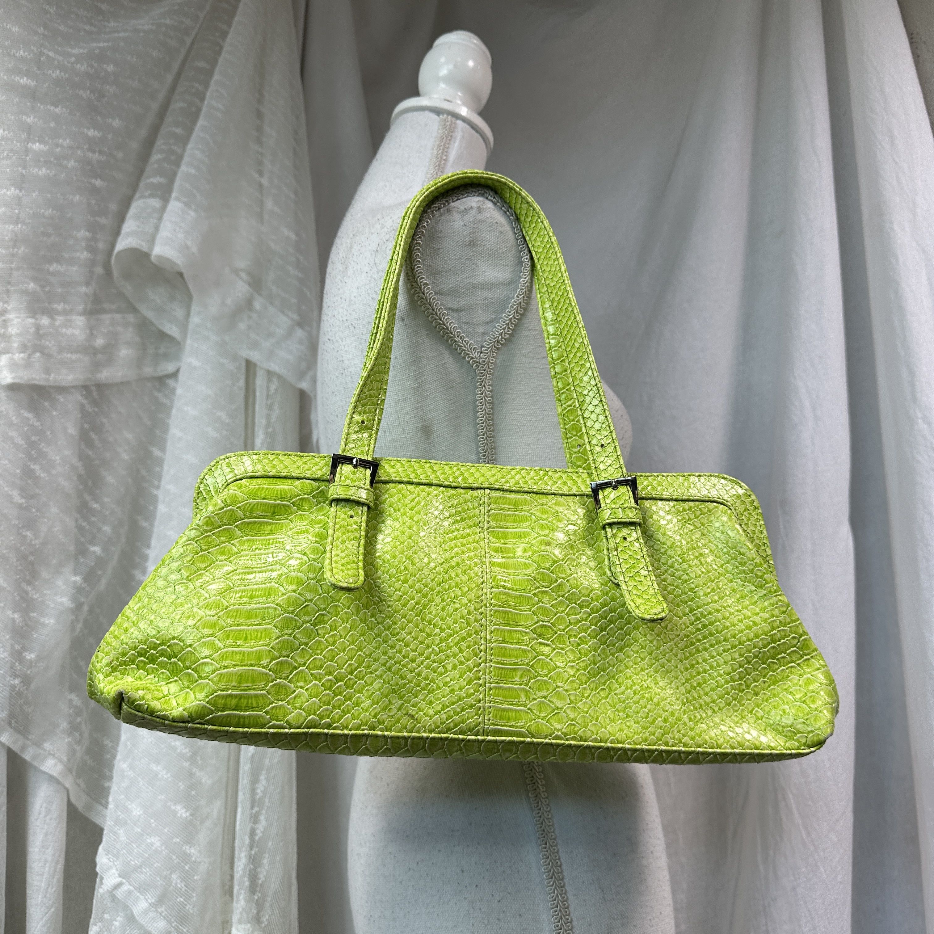 Vintage Vintage Avant Garde Croco Neon Green Shoulder Bag Y2K Size ONE SIZE - 6 Thumbnail