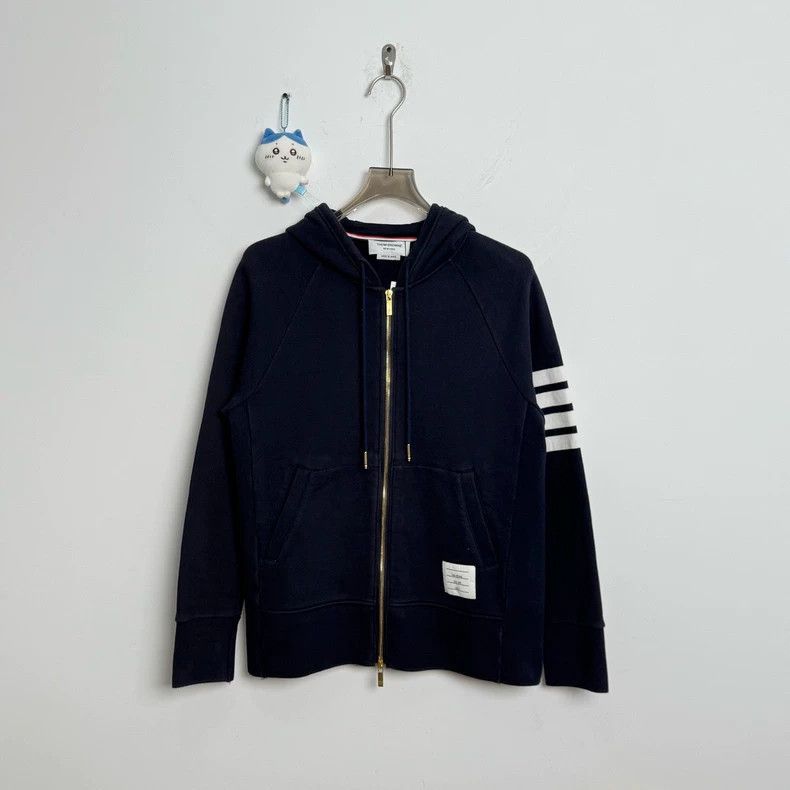 Thom Browne Thom Browne Dark blue four-striped zipper hoodie 2503-Next Size US XL / EU 56 / 4 - 1 Thumbnail
