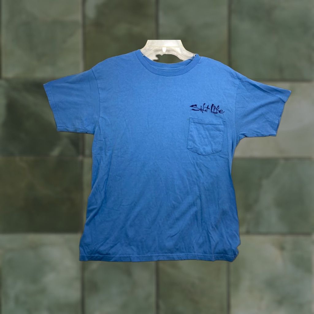 Vintage Salt Life Pocket T Shirt Mens M Blue Fish Surf Dive Size US M / EU 48-50 / 2 - 1 Thumbnail