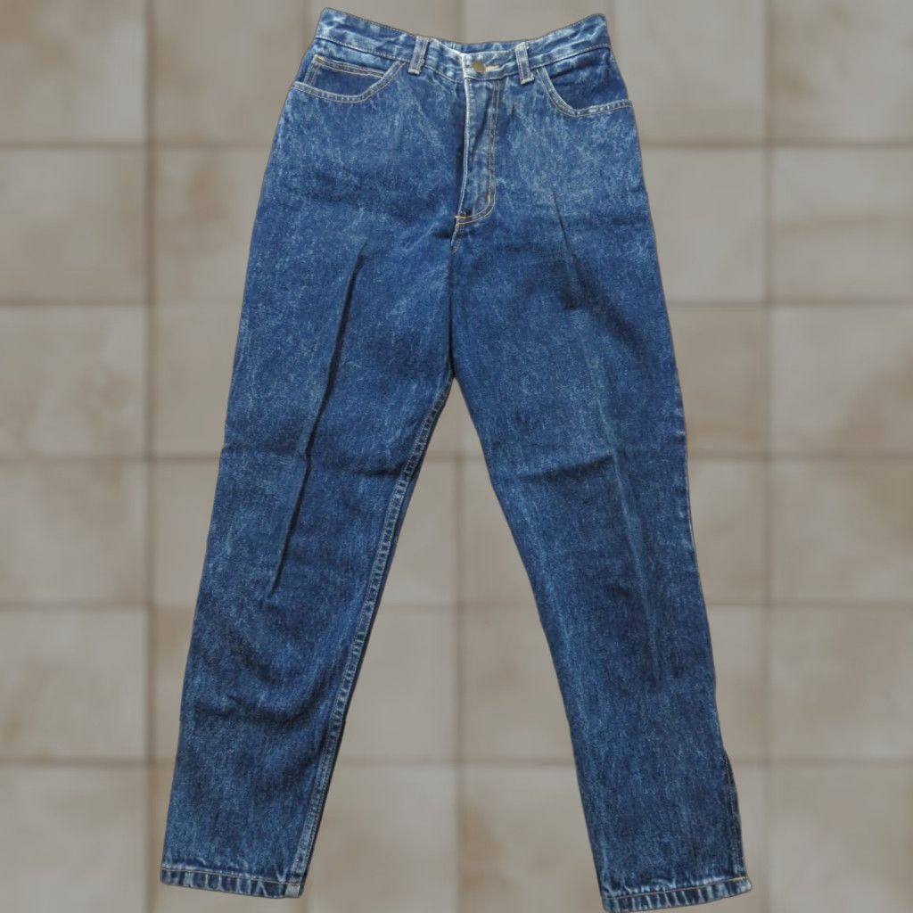 Guess VINTAGE GUESS JEANS Women Dark Blue Tapered 29 26x26.5 Inseam High Rise 5-Pocket Ankle Zip USA 80s 90s Designer Georges Marciano Size 29" - 1 Thumbnail