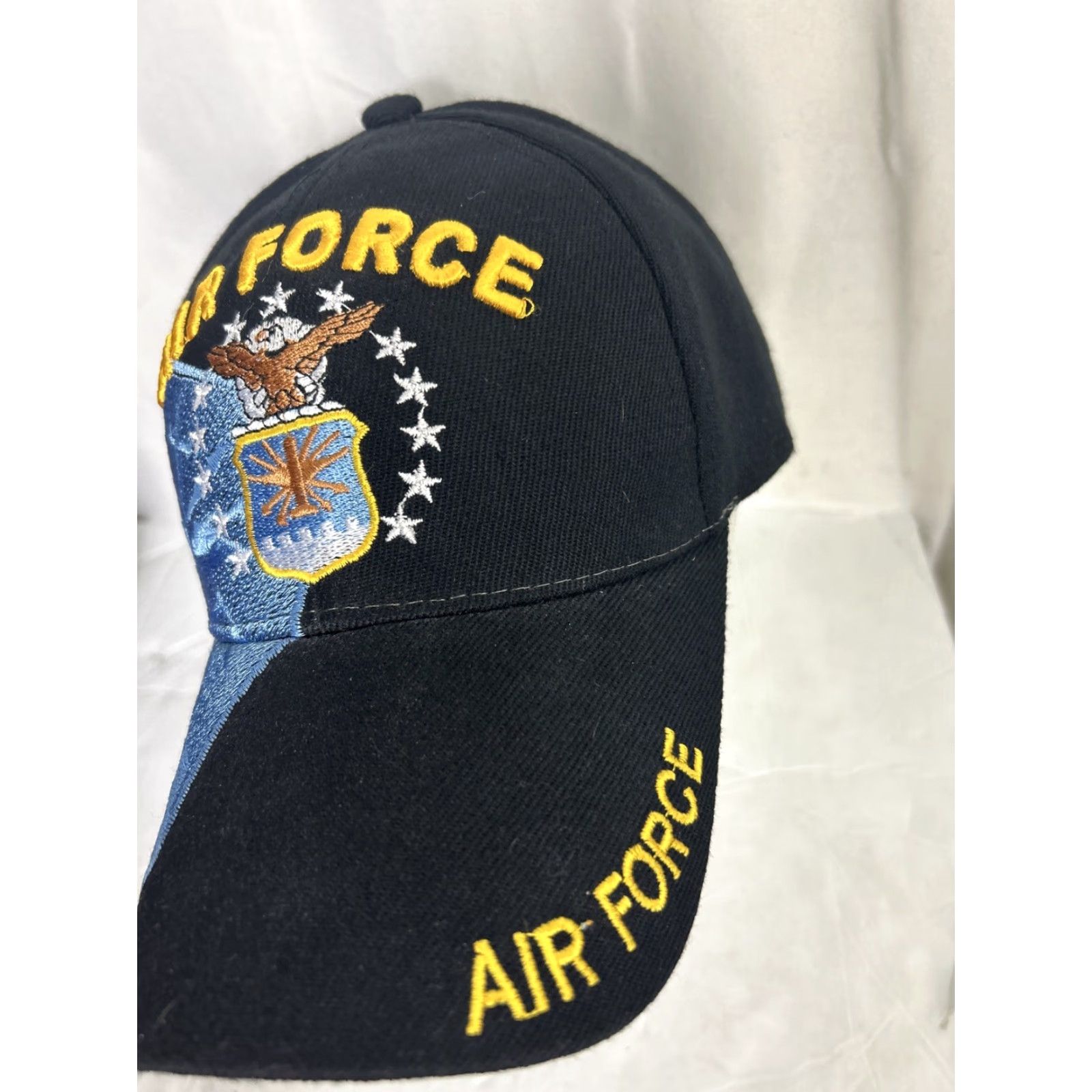 Vintage United States Air Force Baseball Hat Strap Back Hook Loop Black Embroidered Men One Size Ballcap Size ONE SIZE - 3 Thumbnail