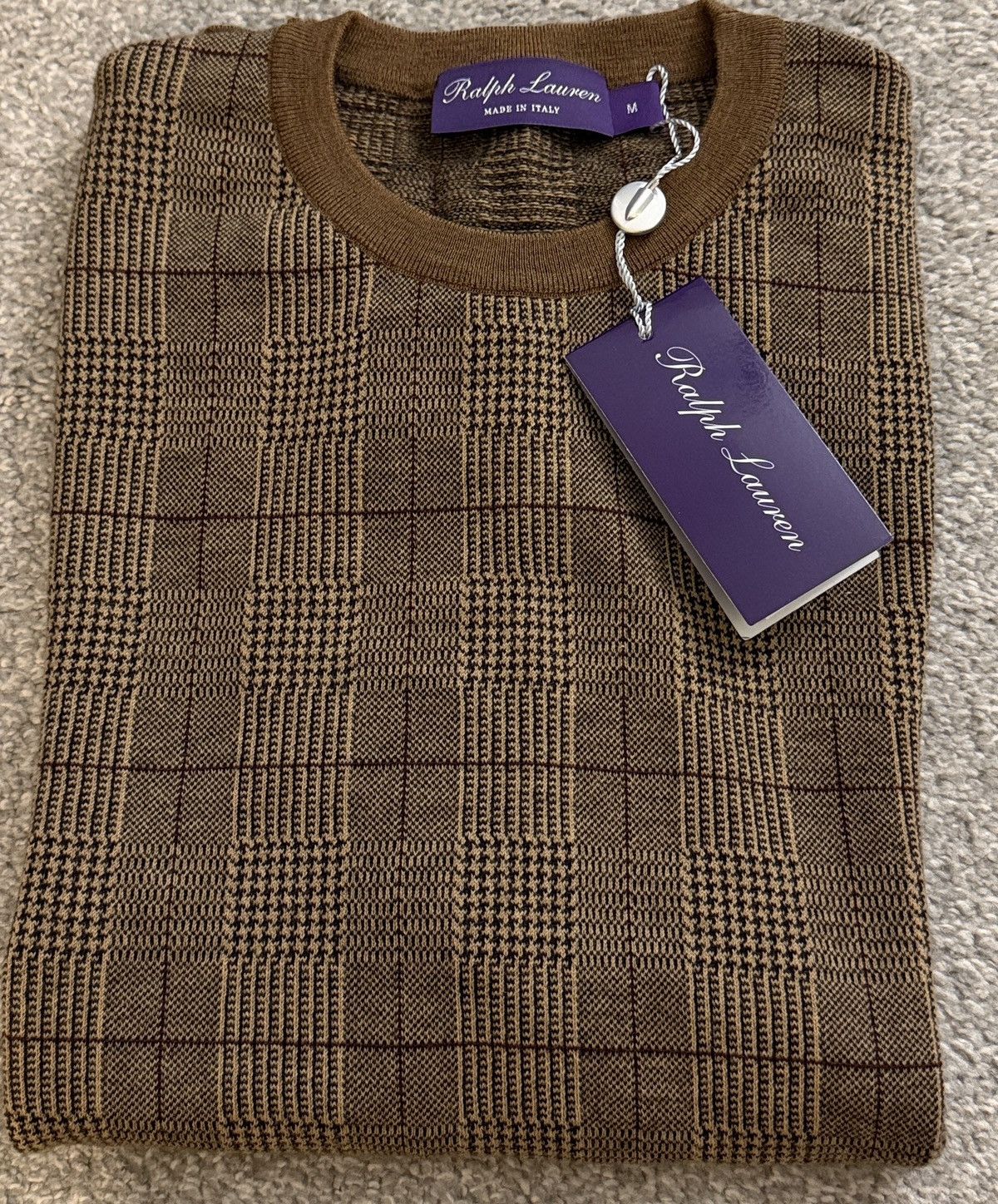 Ralph Lauren Purple Label Ralph Lauren Purple Label Glen Plaid Cashmere-blend Sweater Size US M / EU 48-50 / 2 - 2 Thumbnail