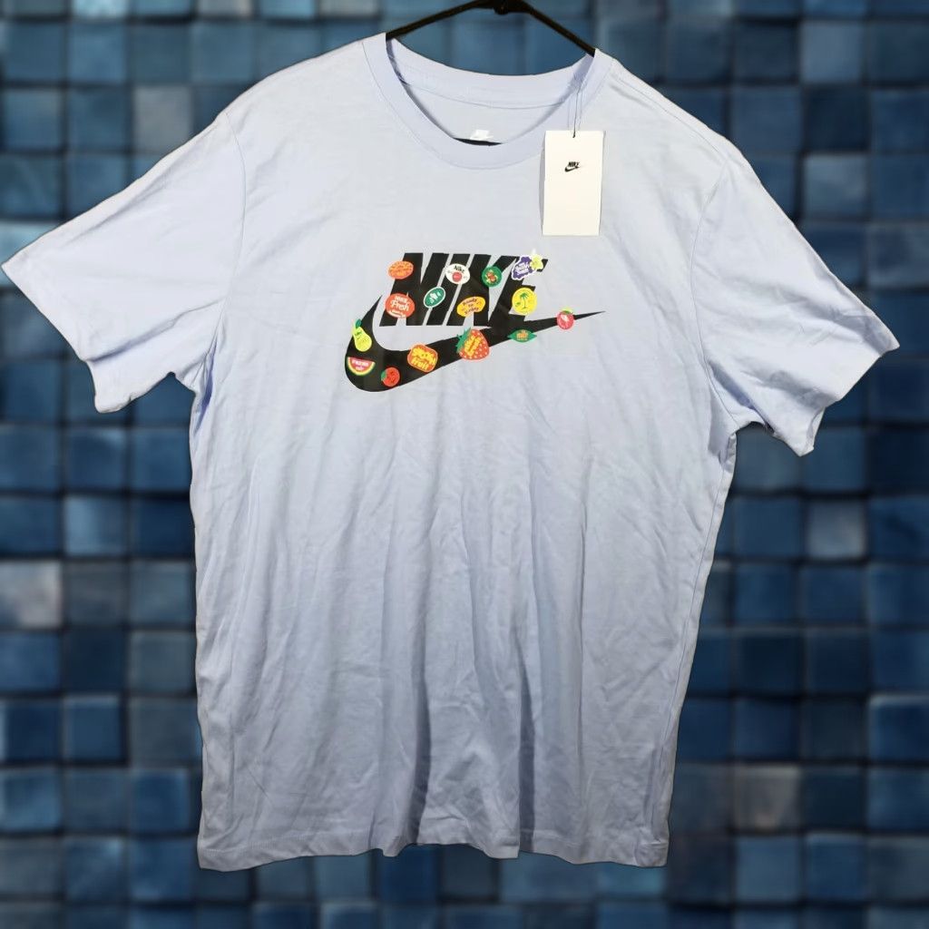 Nike Nike T-Shirt Men's Large Blue Fruit Graphic Swoosh Logo Short Sleeve Sports Streetwear Size US L / EU 52-54 / 3 - 1 Thumbnail