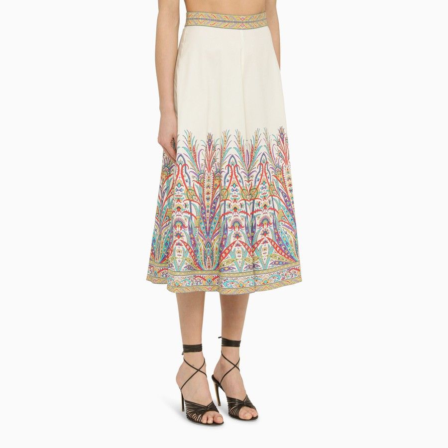 Etro o1d2blof0824 Cotton Midi Skirt in Multicolor Size 26" / US 2 / IT 38 - 3 Thumbnail