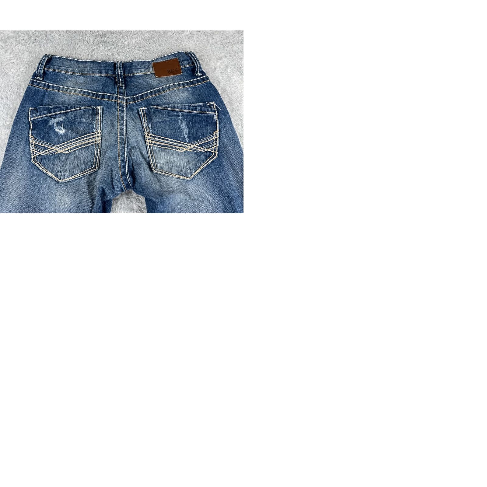 Vintage Buckle Jeans Bootcut Buckle BKE Carter 30 Blue Denim Distressed Low Rise 5-Pocket Regular 28x27 Mens Jeans Size US 30 / EU 46 - 10 Thumbnail