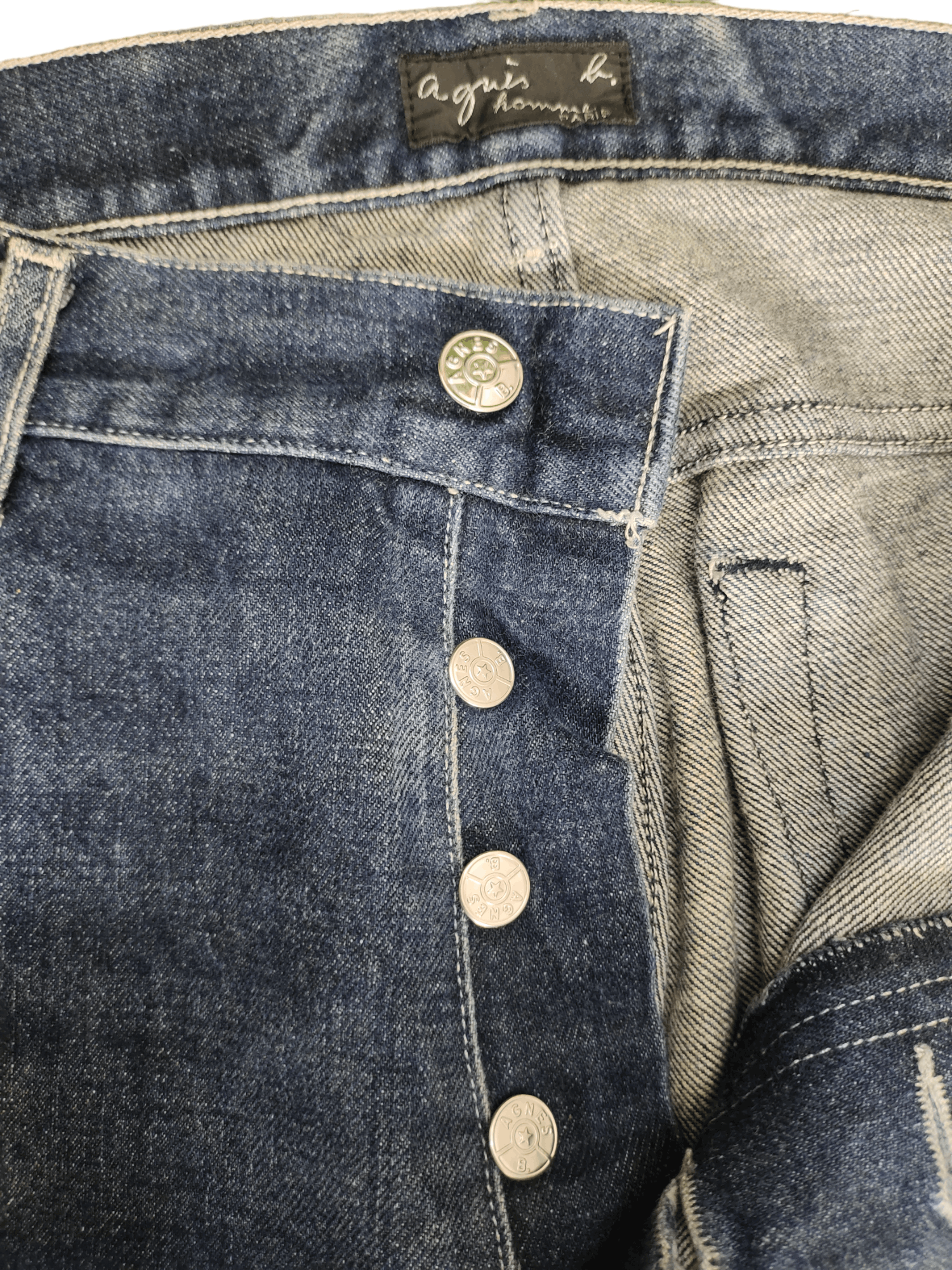agnes b. Vintage 90s Agnes B. Homme Clawmark Faded Denim Jeans Size US 34 / EU 50 - 10 Thumbnail