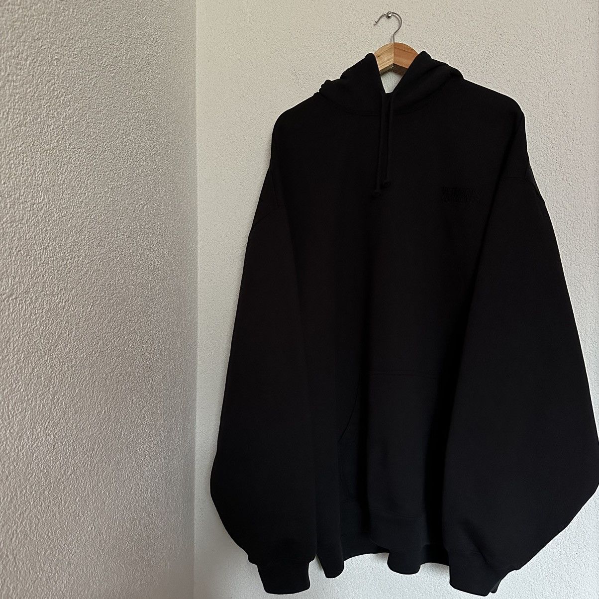 image of Vetements Embroidery Logo Hoodie S/s 23 in Black, Men's (Size Medium)