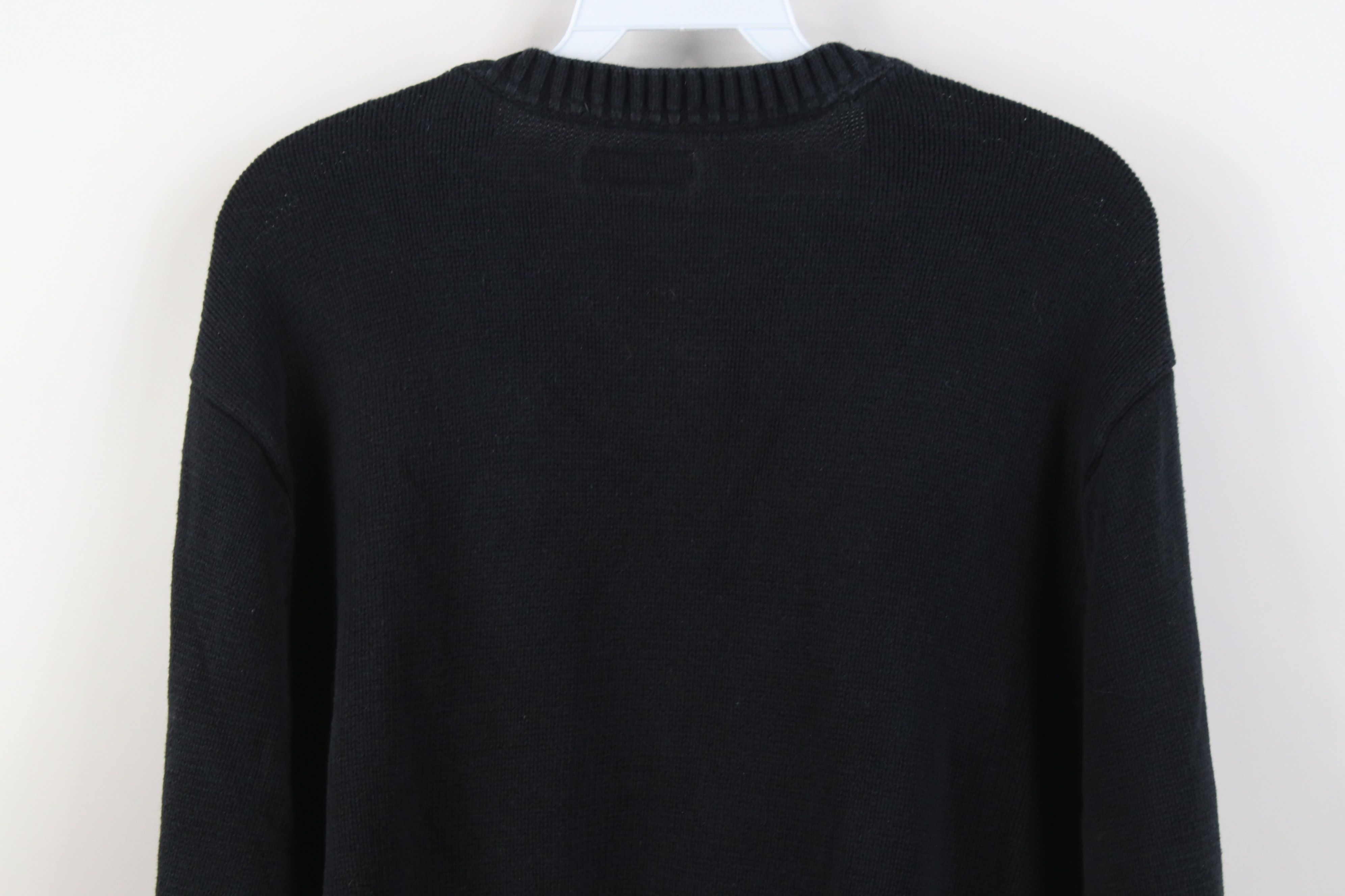 Vintage Vintage 90s Streetwear Blank Knit Crewneck Sweater Black Size US L / EU 52-54 / 3 - 10 Thumbnail