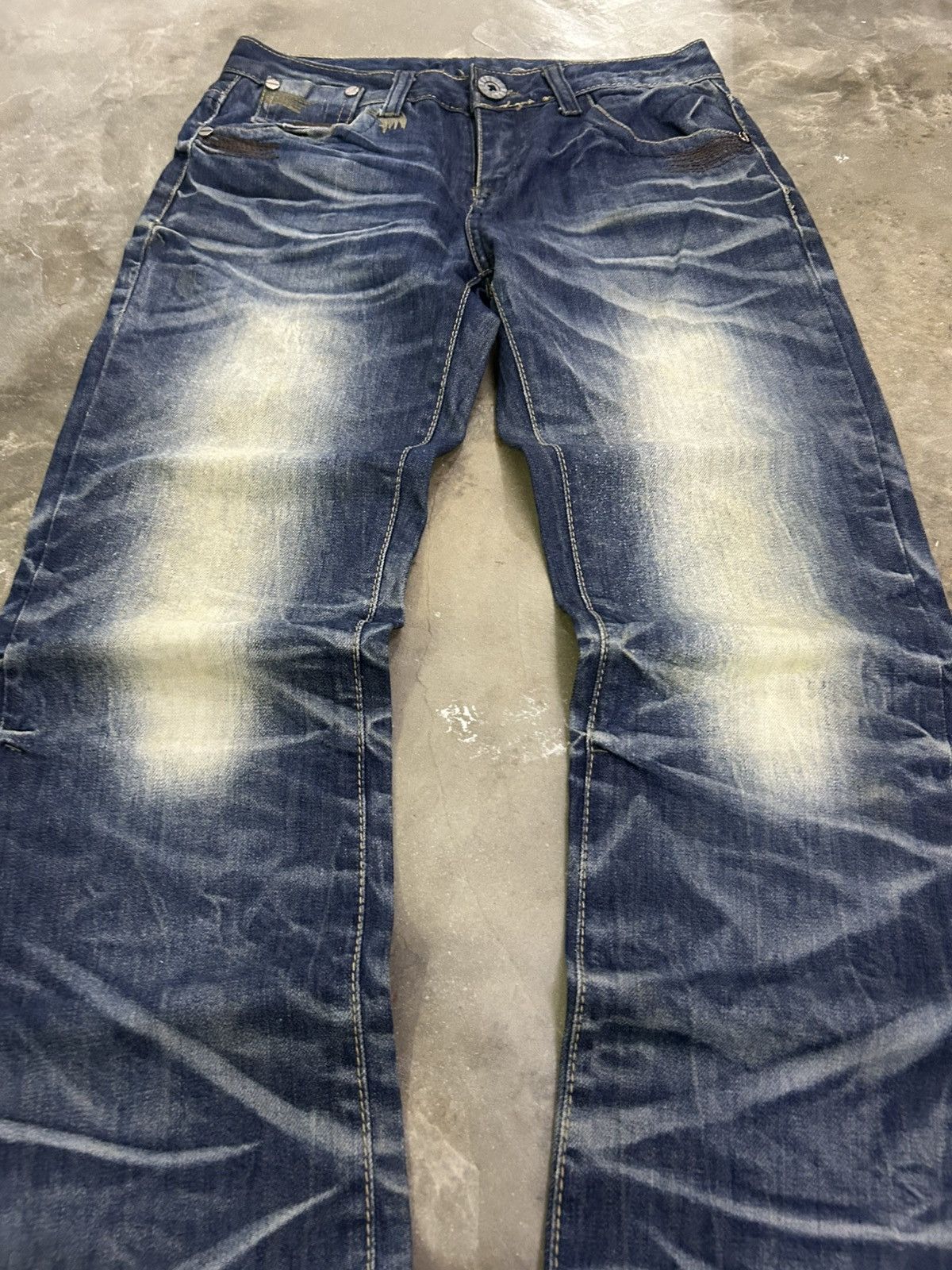 If Six Was Nine Jianai Denim Stacked Grunge Fit Heavy Fade Whisker Washed Size US 28 / EU 44 - 6 Thumbnail