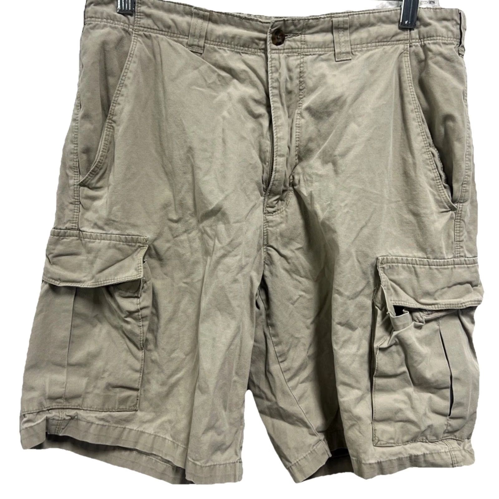 Vintage Woolrich Cargo Shorts Khaki 100% Cotton Zip Fly Casual Size 32 Mens Short Regular Rise Mid Cargo Pockets Logo Size US 32 / EU 48 - 4 Thumbnail