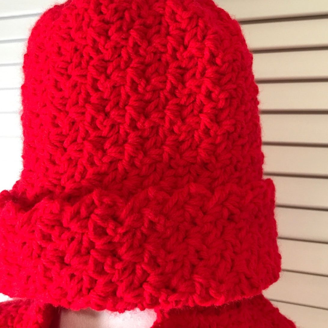 Handmade Handmade Crochet Red Winter Scarf & Beanie Set Size ONE SIZE - 2 Thumbnail