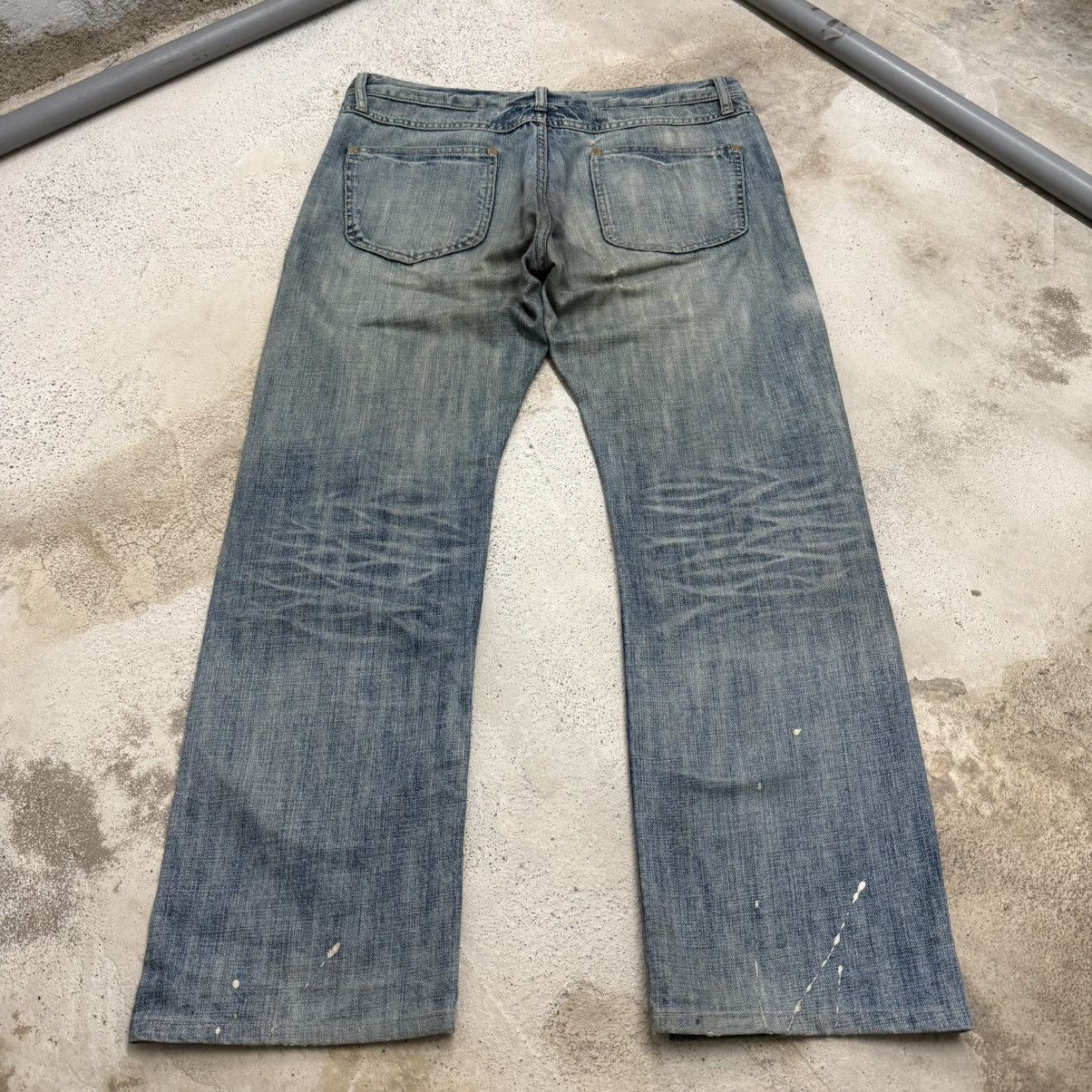 Japanese Brand R. Newbold Distressed Stitching Paint Splitter Denim Pants Size US 33 - 2 Thumbnail