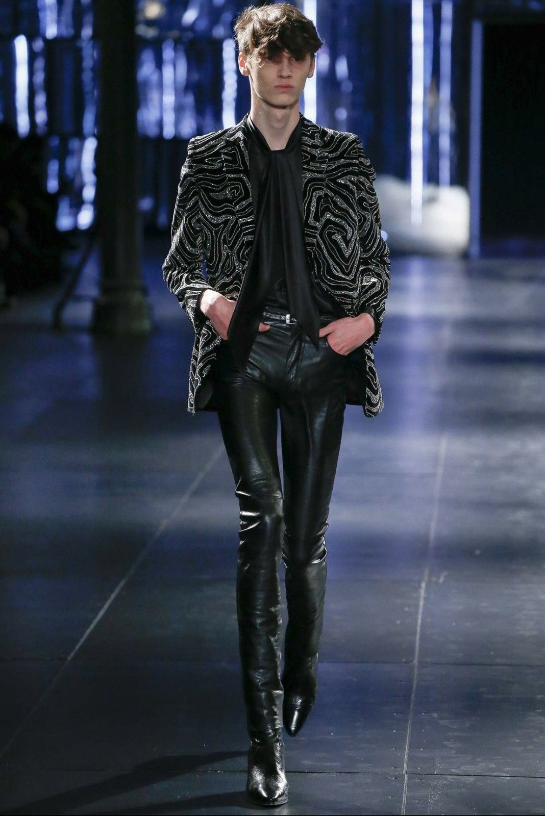 image of Saint Laurent Paris Aw15 Sequin Glitter Blazer in Black, Men's (Size Small)