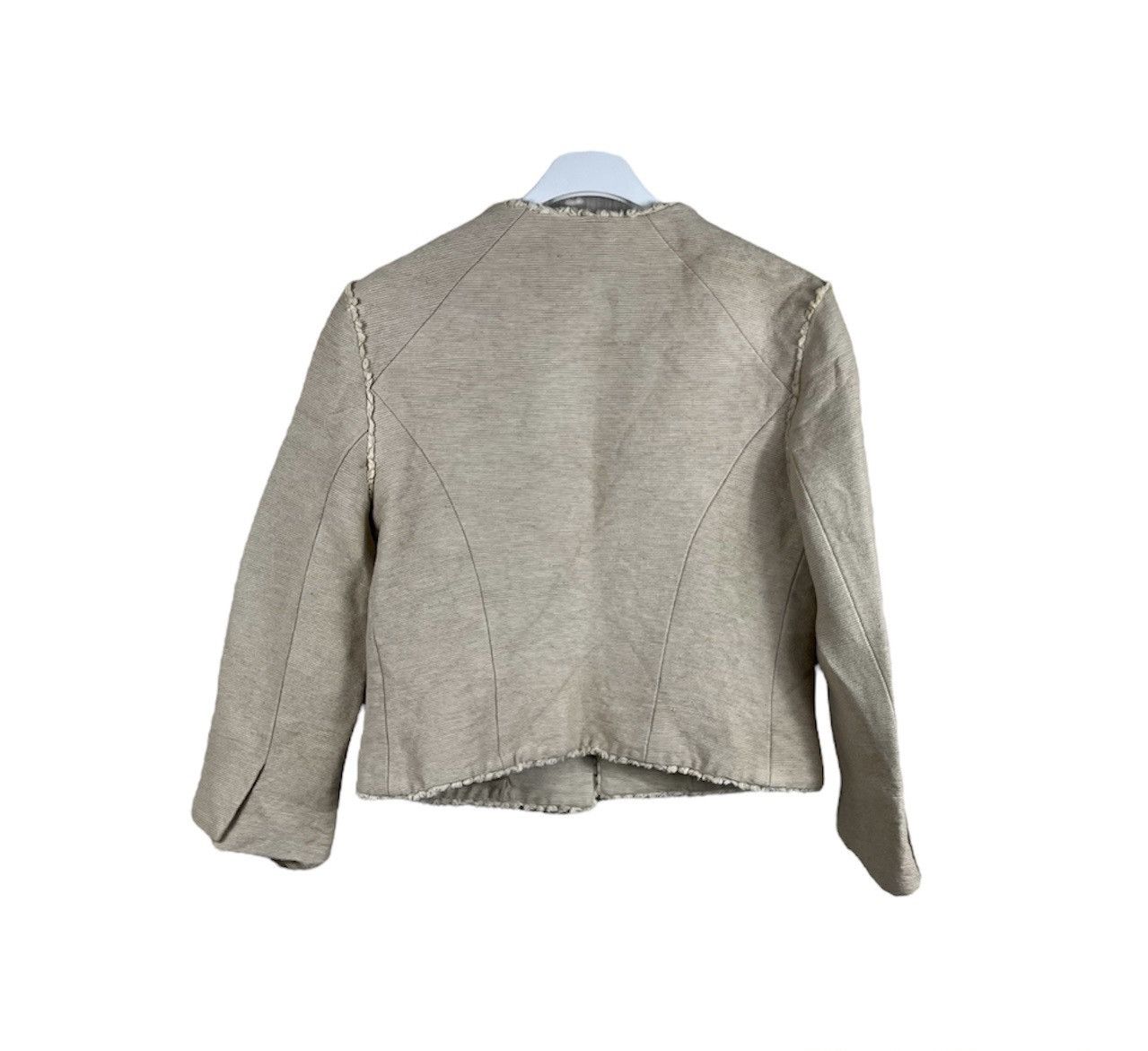 Designer × L'AGENCE L’agence raw silk blazer striped jacket distressed sand Size M / US 6-8 / IT 42-44 - 2 Thumbnail