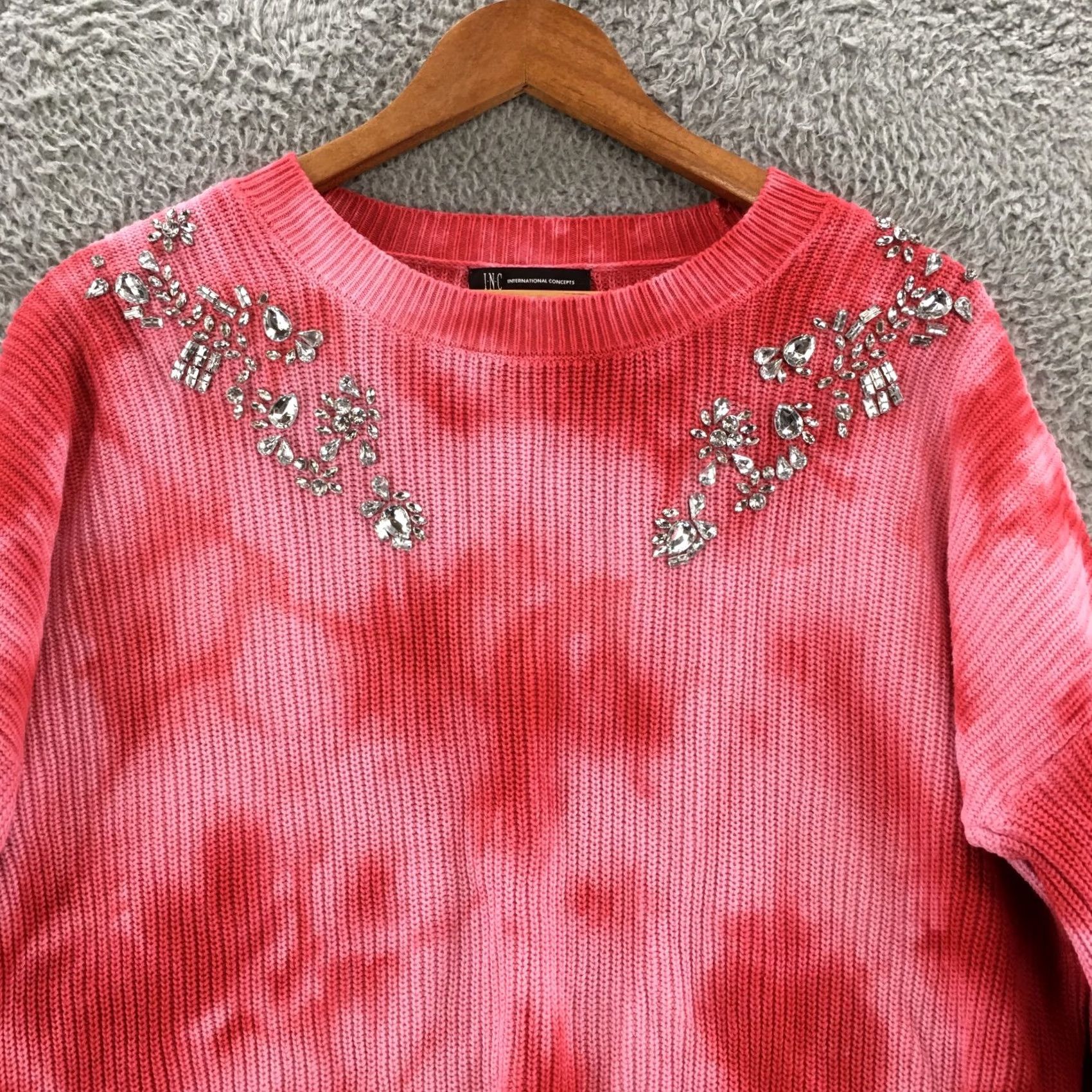 Vintage International Concepts Pullover Sweater Womens Petite L Pink Cotton Knitted Size L / US 10 / IT 46 - 2 Thumbnail