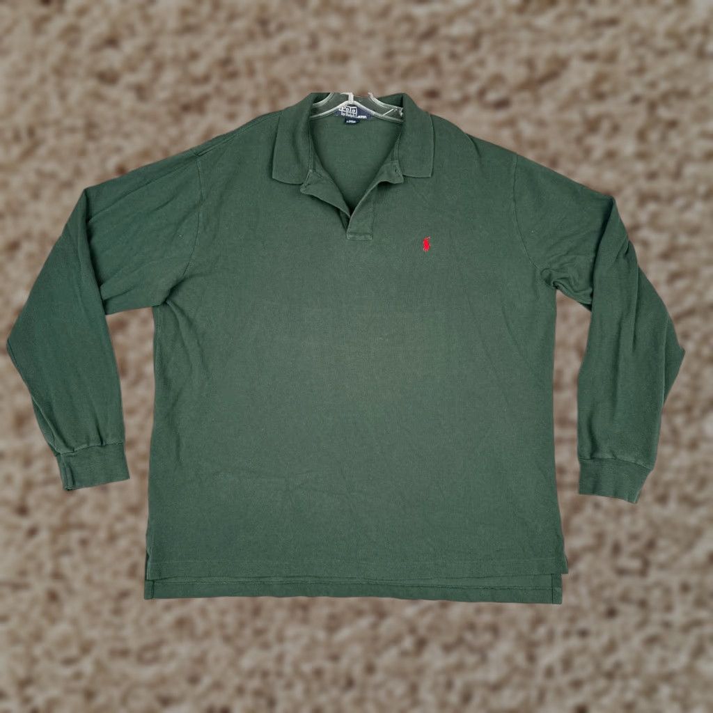 Ralph Lauren VINTAGE Ralph Lauren Polo Shirt Men 2XL Green Short Sleeve Cotton Polo Shirt Slim Fit Embroidered Logo, Button Collar, Knit, Regular Size US XXL / EU 58 / 5 - 1 Thumbnail