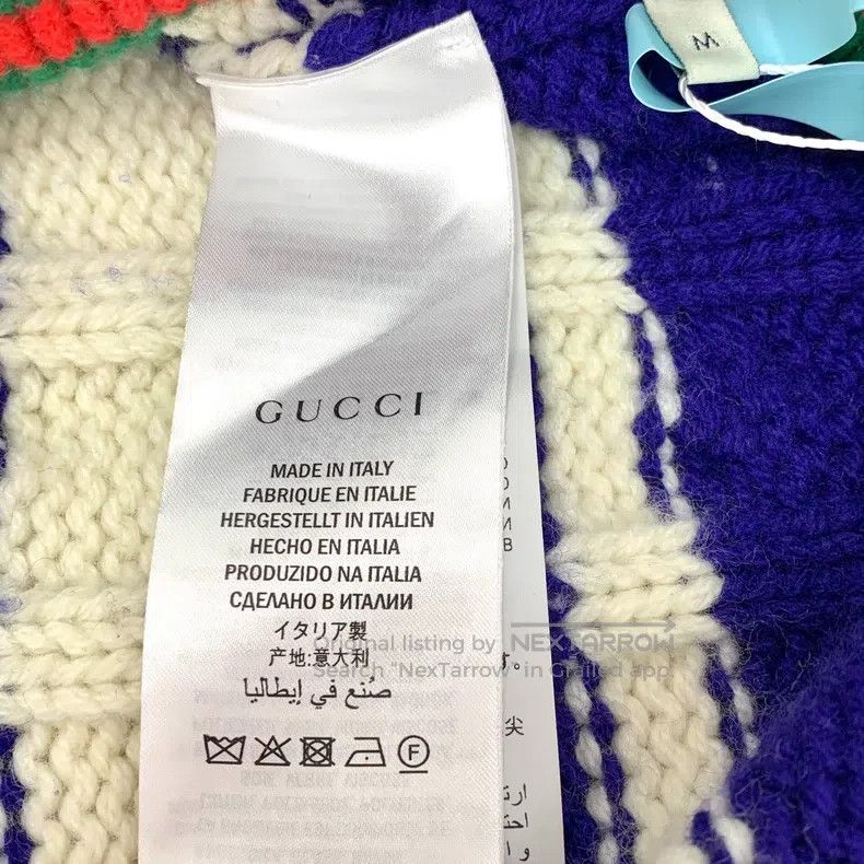 Gucci Gucci Dark blue striped logo letter inlaid wool V-neck sin Size US M / EU 48-50 / 2 - 7 Thumbnail